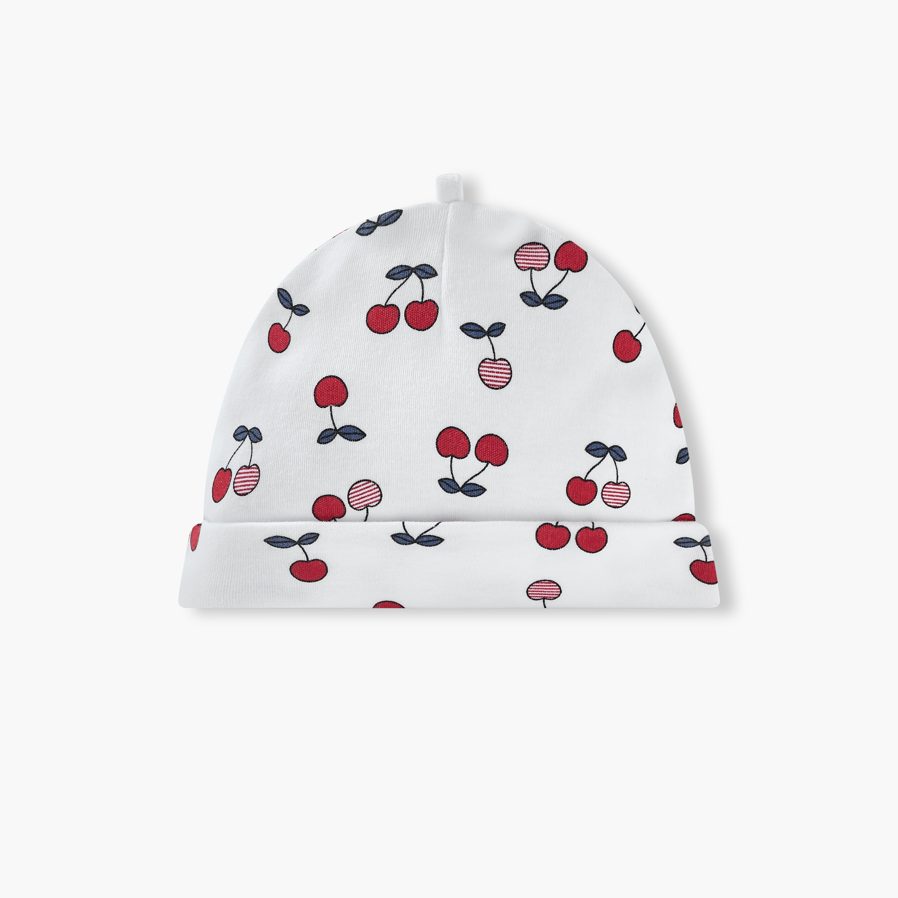 Juniors Cherry Print Beanie Cap with Knot Detail-baby-girls-accessories-caps-image-2