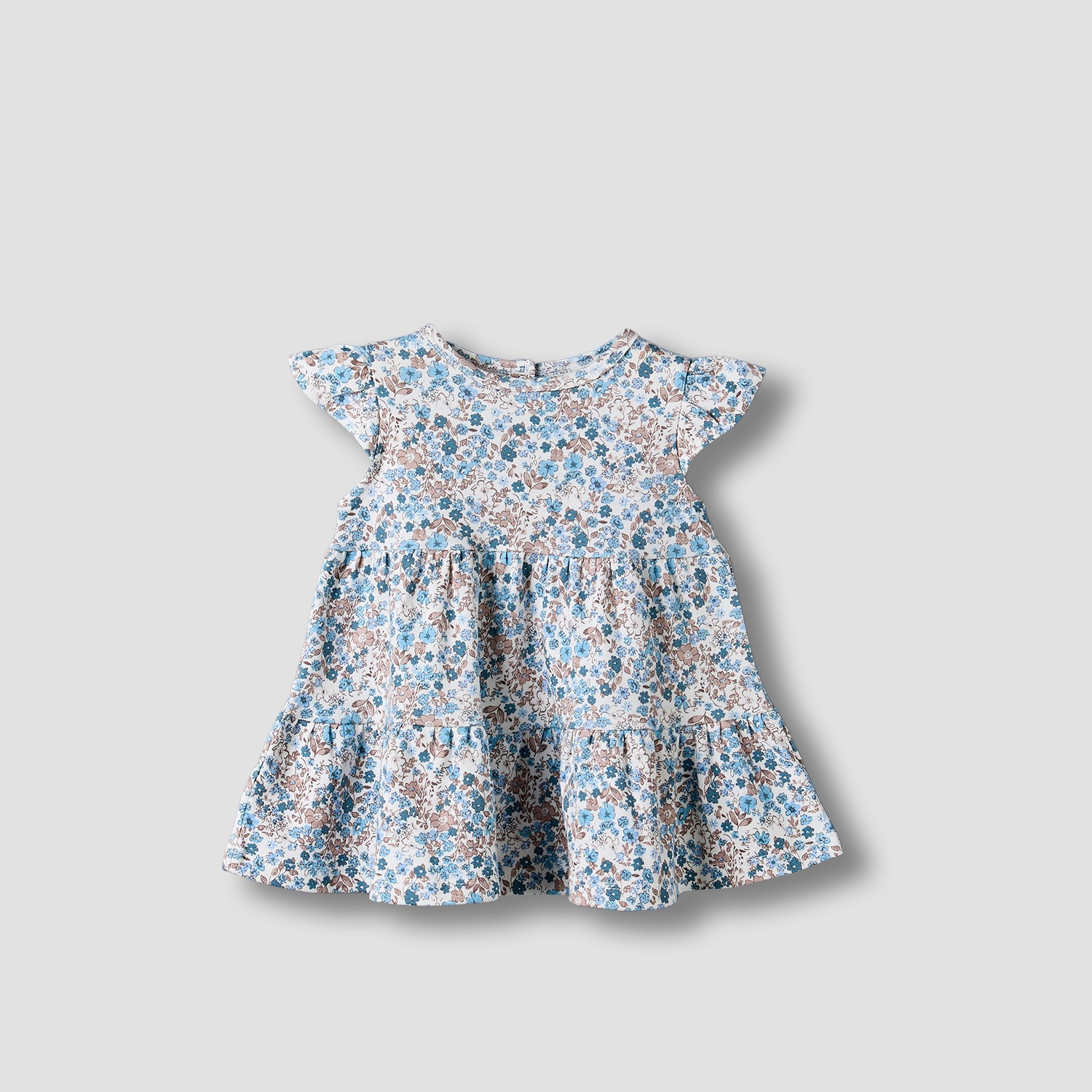 Juniors Round Neck Short Sleeves Knee Length Dress with Floral Print-baby-girls-clothing-dressesandjumpsuits-image-1