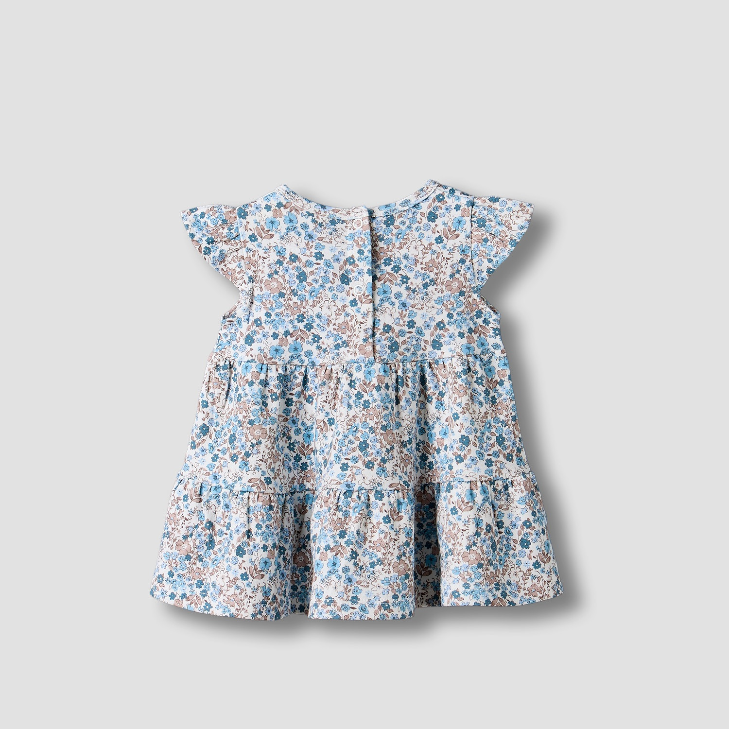 Juniors Round Neck Short Sleeves Knee Length Dress with Floral Print-baby-girls-clothing-dressesandjumpsuits-image-2
