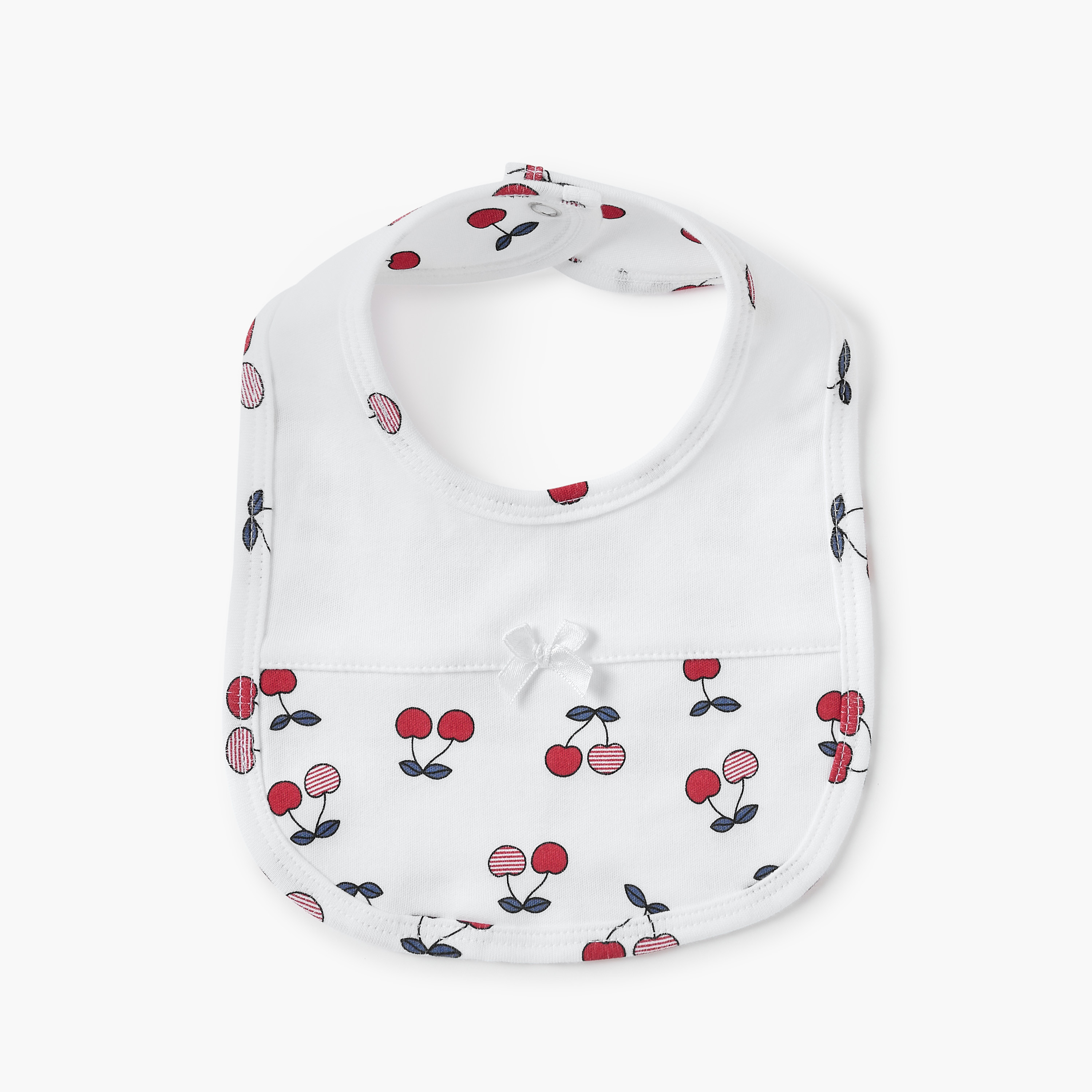 Juniors All-Over Cherry Print Bib with Button Closure-baby-feeding-bibs-image-1