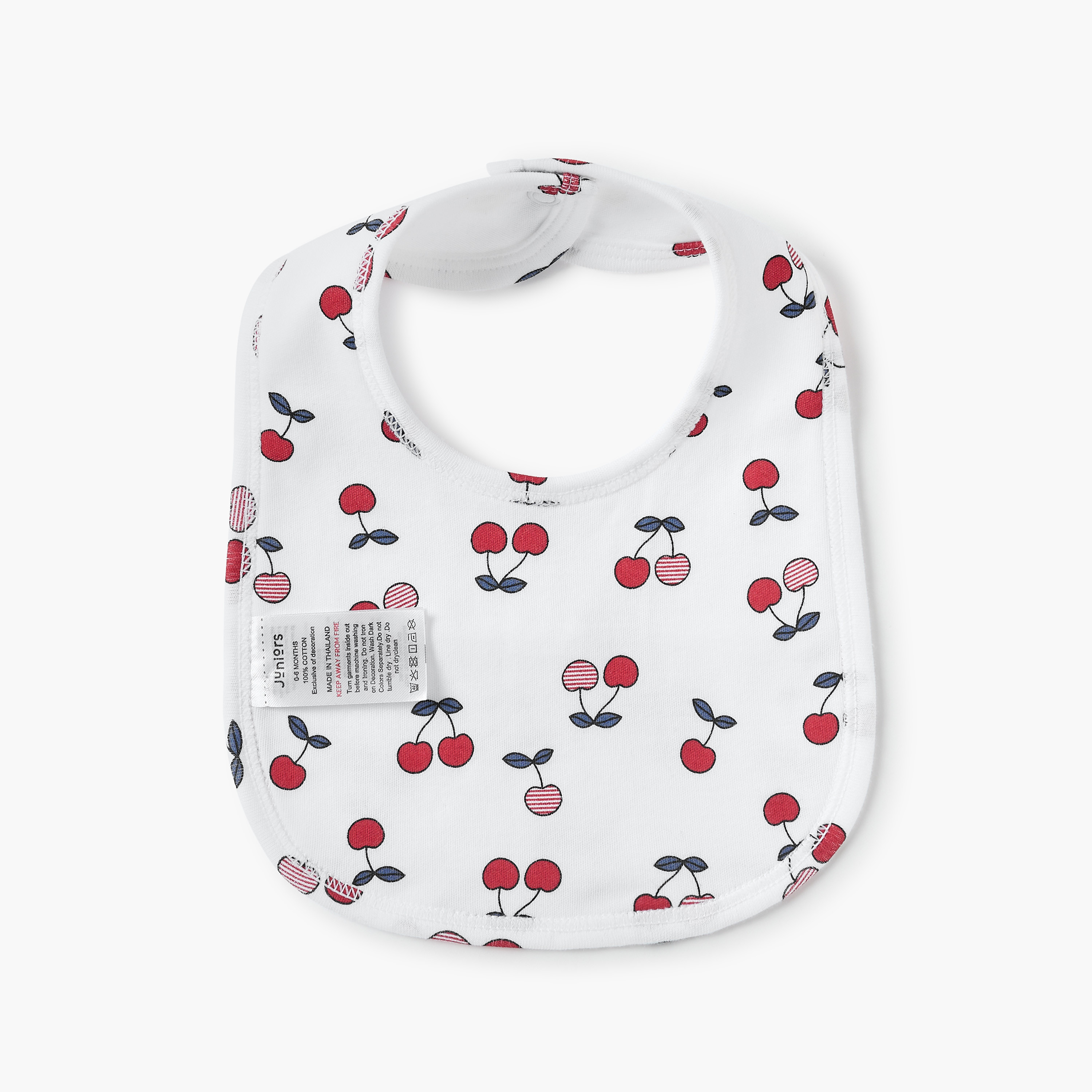 Juniors All-Over Cherry Print Bib with Button Closure-baby-feeding-bibs-image-2