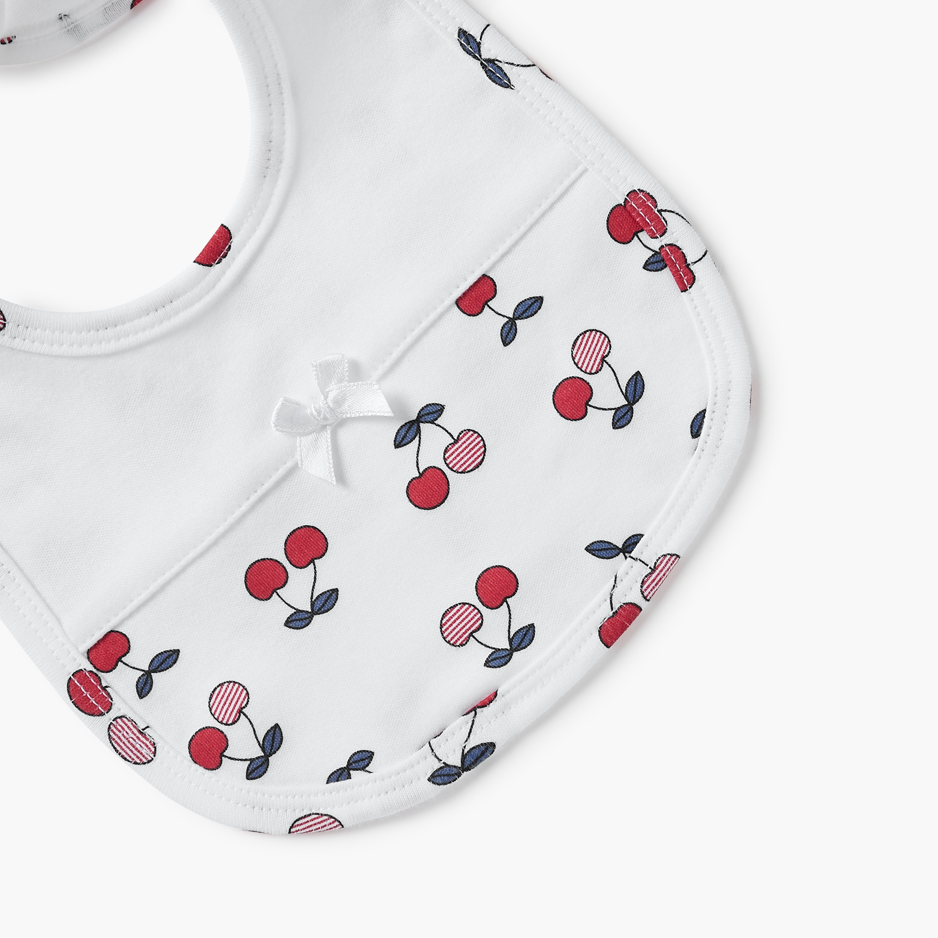Juniors All-Over Cherry Print Bib with Button Closure-baby-feeding-bibs-image-3