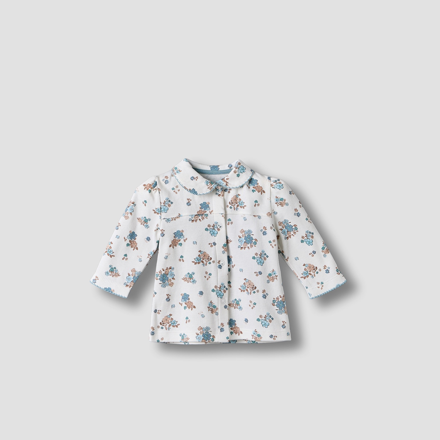 Juniors Cotton Collared Long Sleeves Pyjama Set with Floral Print-baby-girls-clothing-nightwear-pyjamasets-image-2