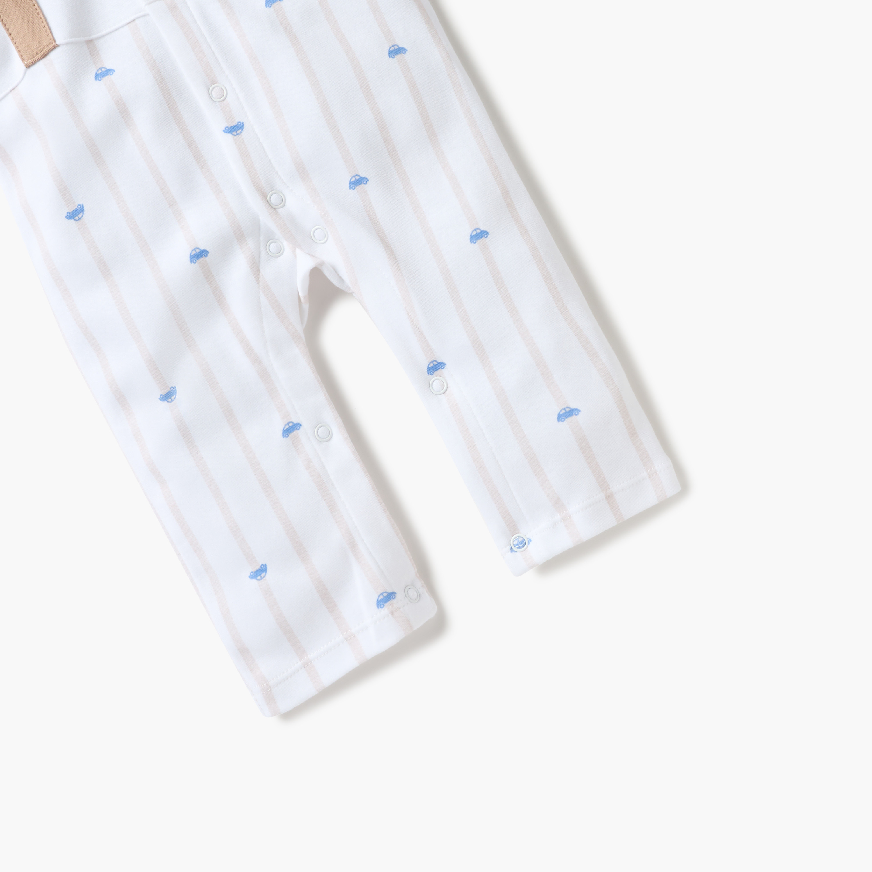 Juniors Car Print Sleepsuit with Collar and Short Sleeves-baby-boys-clothing-nightwear-sleepsuits-image-4