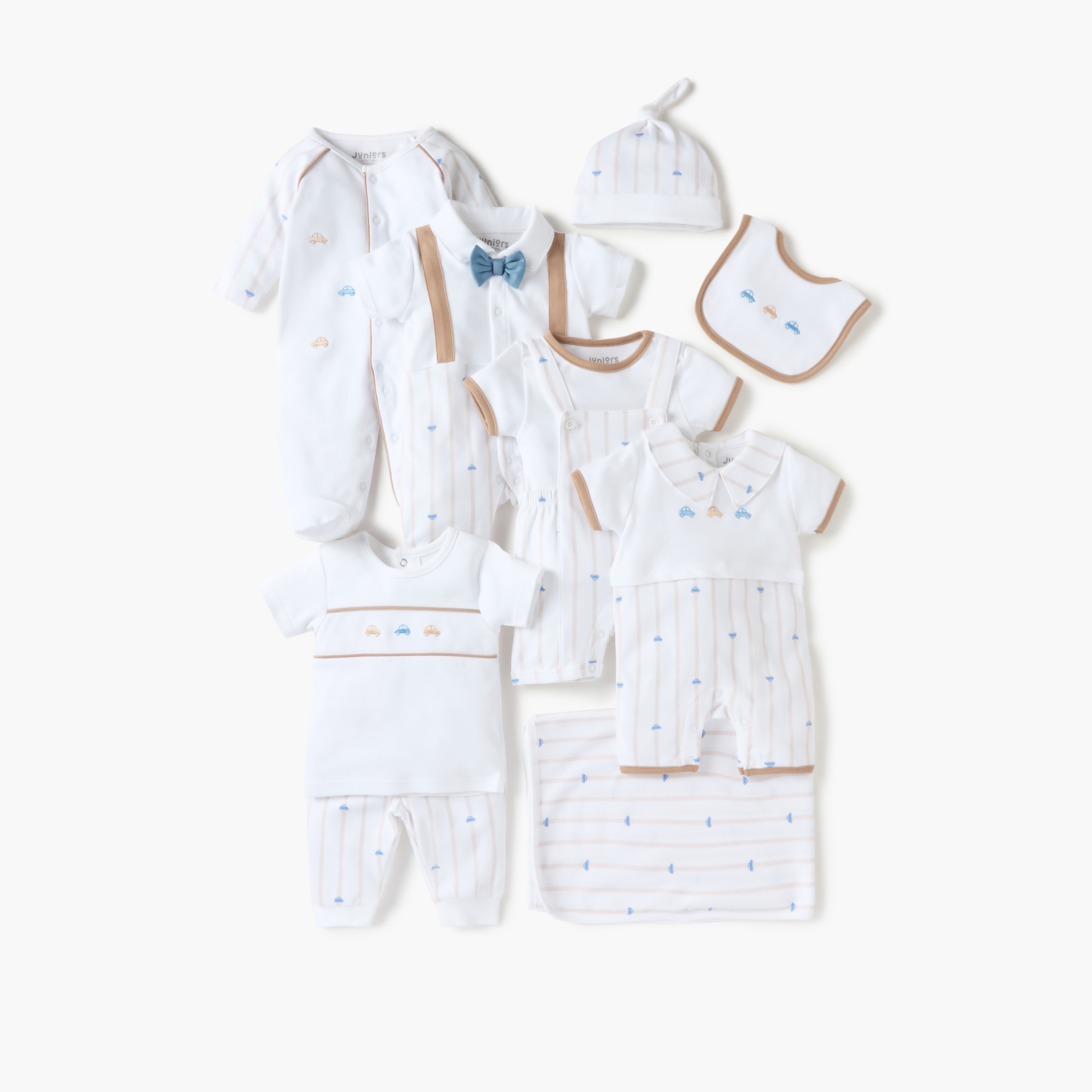 Juniors Car Print Sleepsuit with Collar and Short Sleeves-baby-boys-clothing-nightwear-sleepsuits-image-5