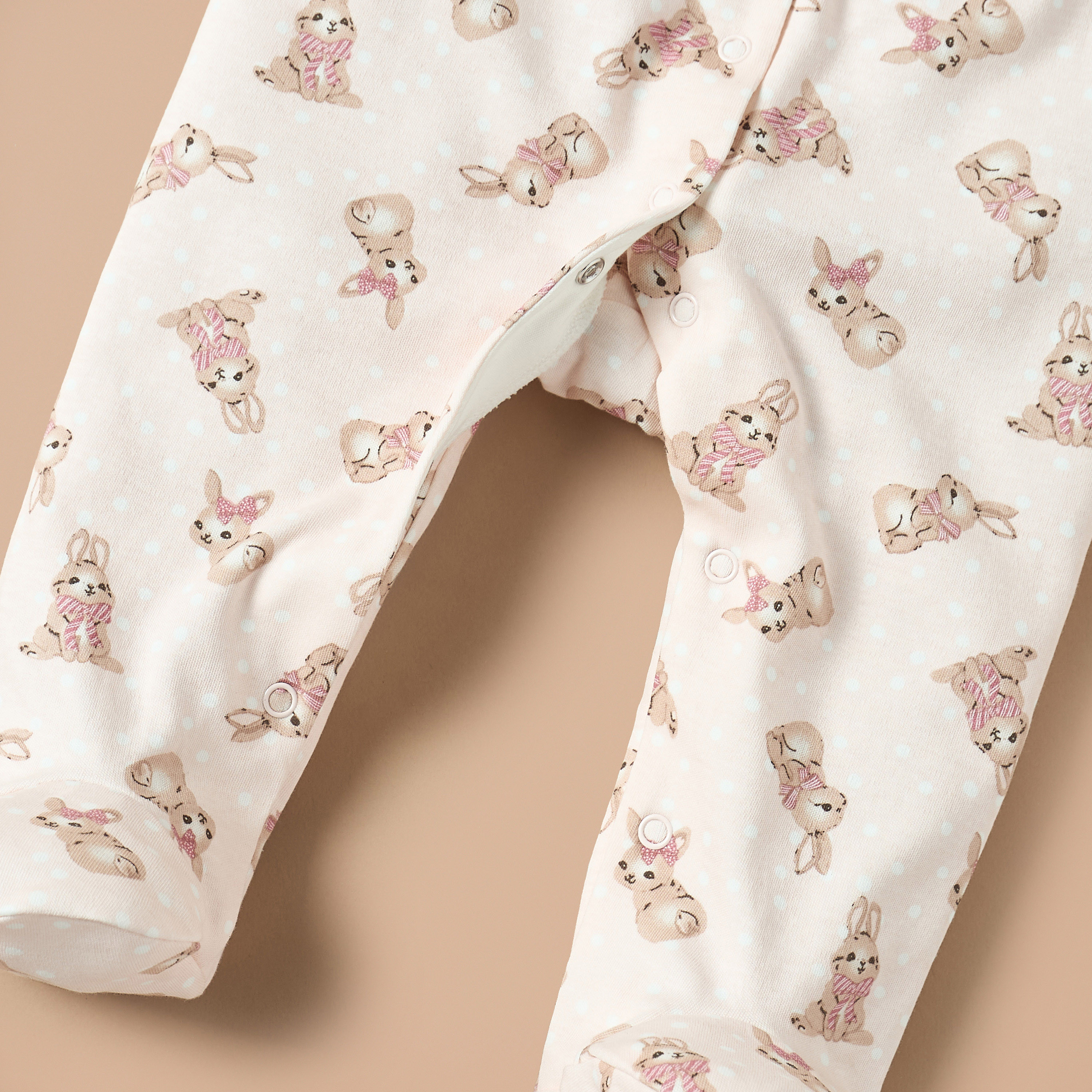 Juniors All-Over Bunny Print Closed Feet Sleepsuit with Long Sleeves-baby-girls-clothing-nightwear-sleepsuits-image-4