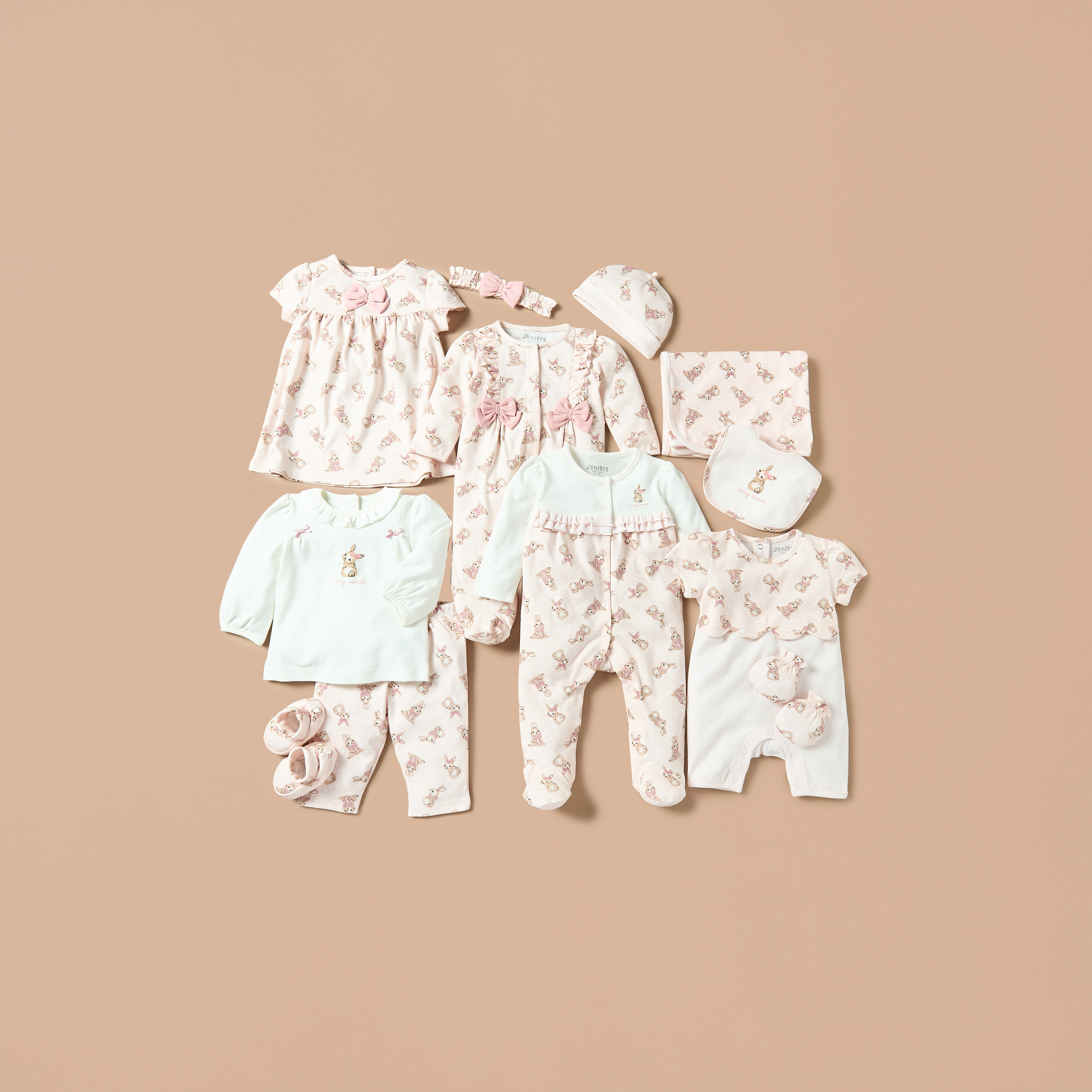Juniors All-Over Bunny Print Closed Feet Sleepsuit with Long Sleeves-baby-girls-clothing-nightwear-sleepsuits-image-5