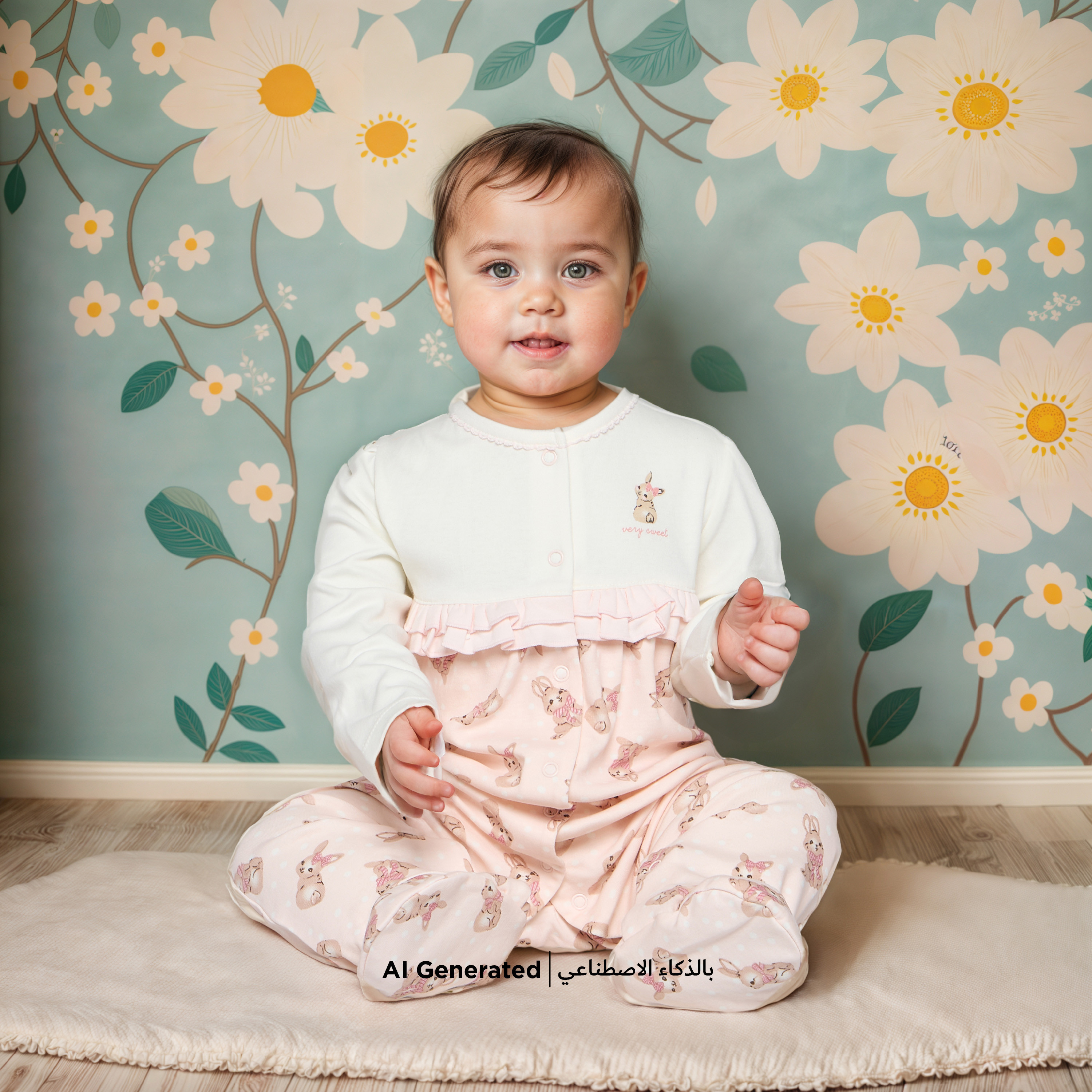 Juniors All-Over Bunny Print Closed Feet Sleepsuit with Long Sleeves-baby-girls-clothing-nightwear-sleepsuits-image-6
