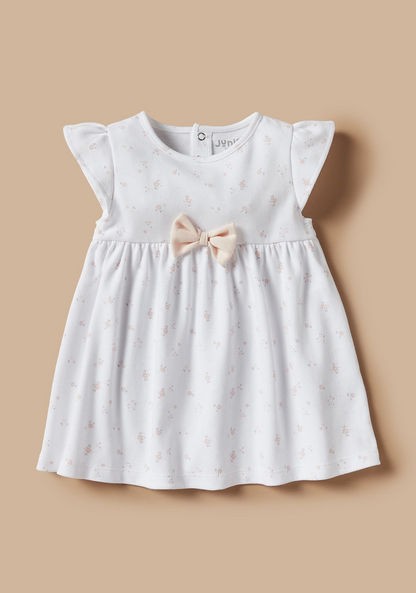 Juniors All-Over Floral Print Dress with Bow Detail-Dresses%2C Gowns and Frocks-image-0