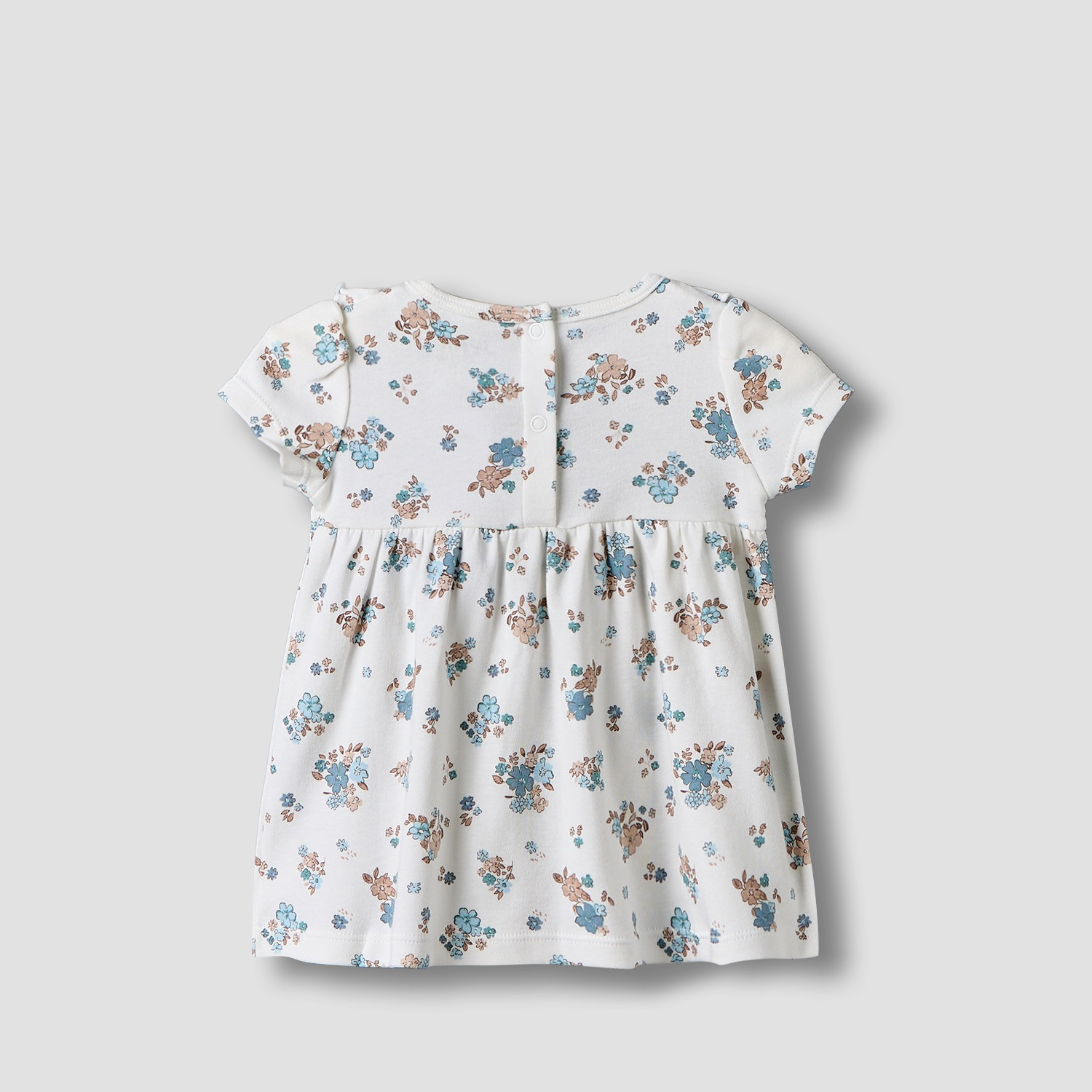 Juniors Round Neck Short Sleeves Knee Length Dress with Floral Print-baby-girls-clothing-dressesandjumpsuits-image-2