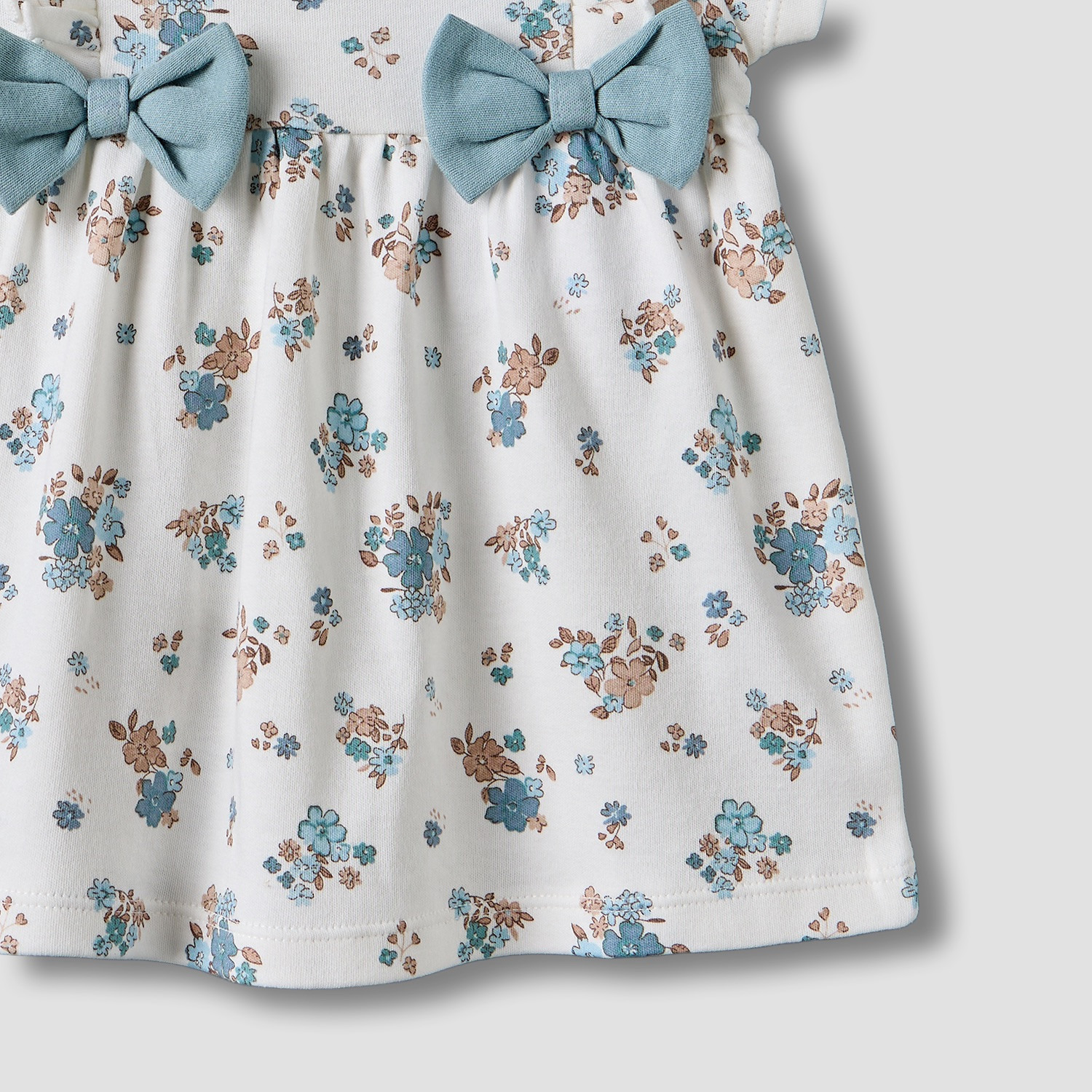 Juniors Round Neck Short Sleeves Knee Length Dress with Floral Print-baby-girls-clothing-dressesandjumpsuits-image-5