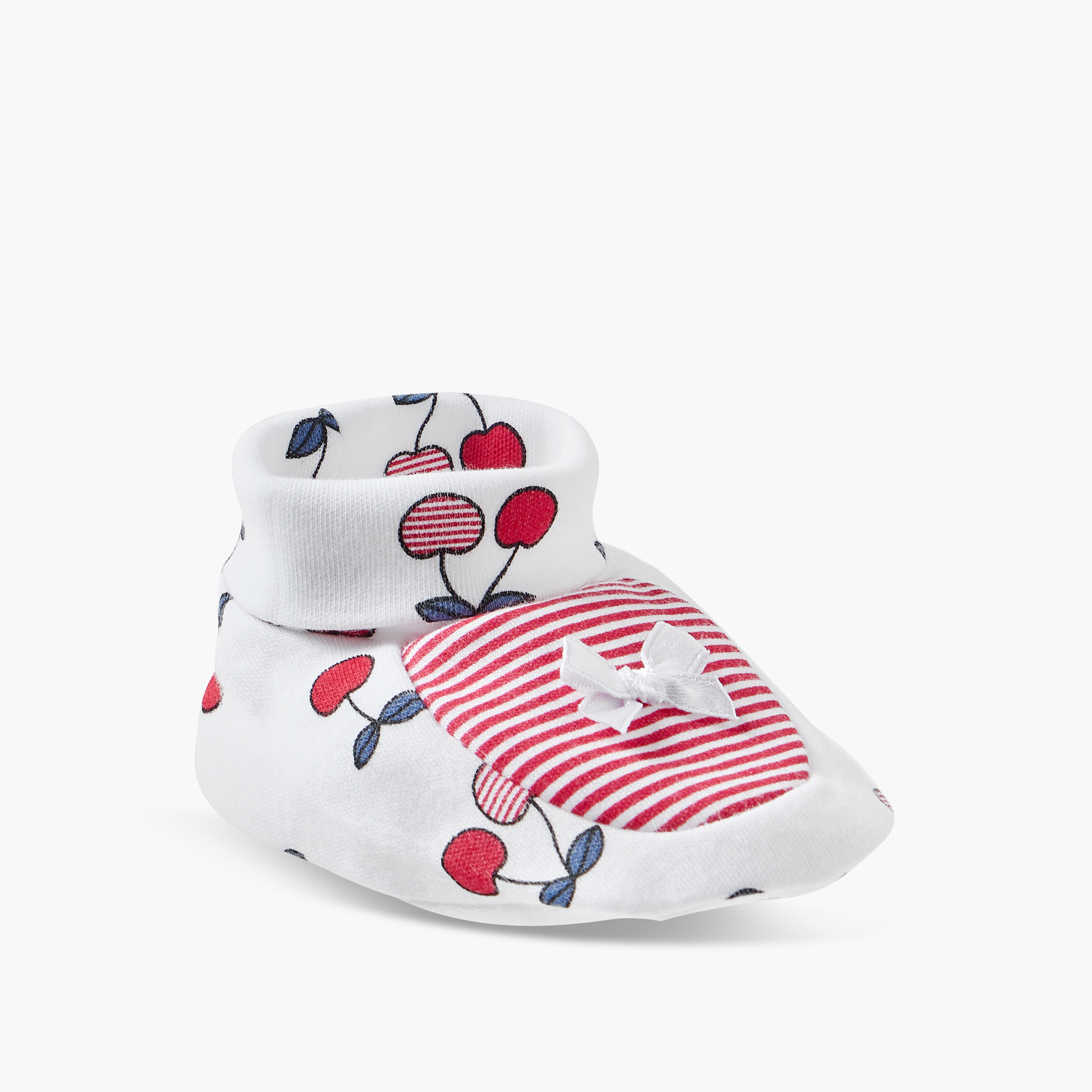 Juniors Cherry Print Booties with Bow Detail-baby-girls-shoes-booties-image-2