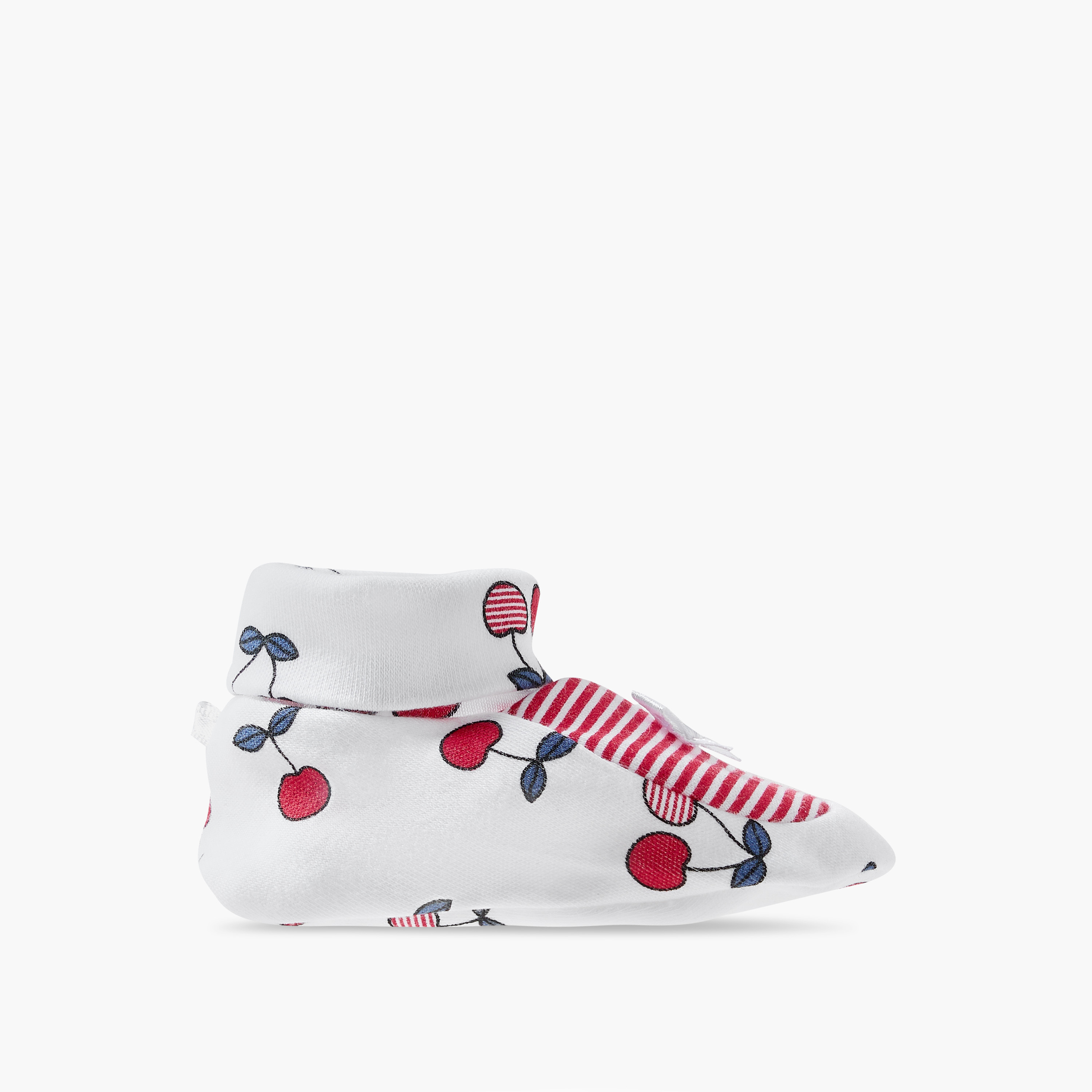 Juniors Cherry Print Booties with Bow Detail-baby-girls-shoes-booties-image-3