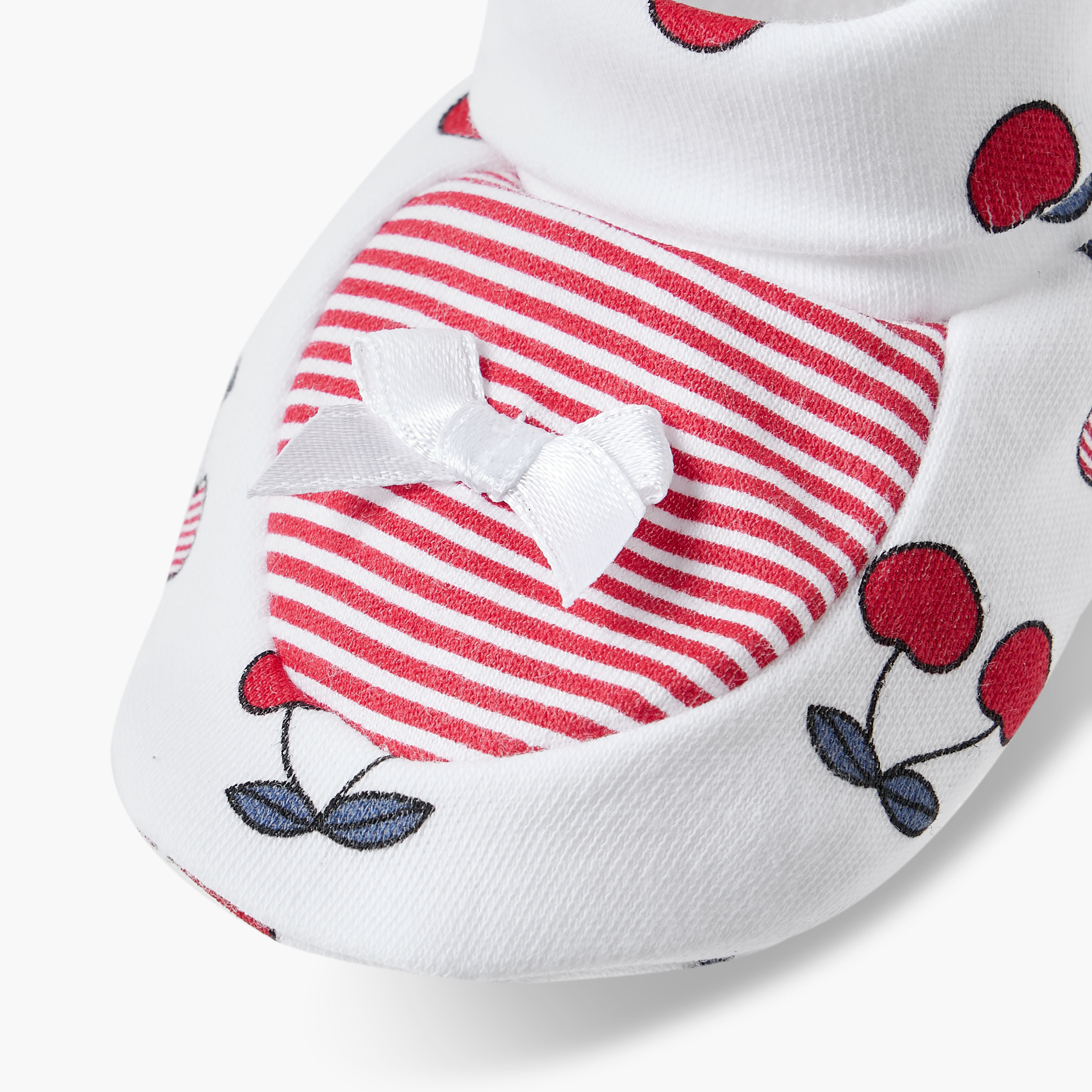 Juniors Cherry Print Booties with Bow Detail-baby-girls-shoes-booties-image-4
