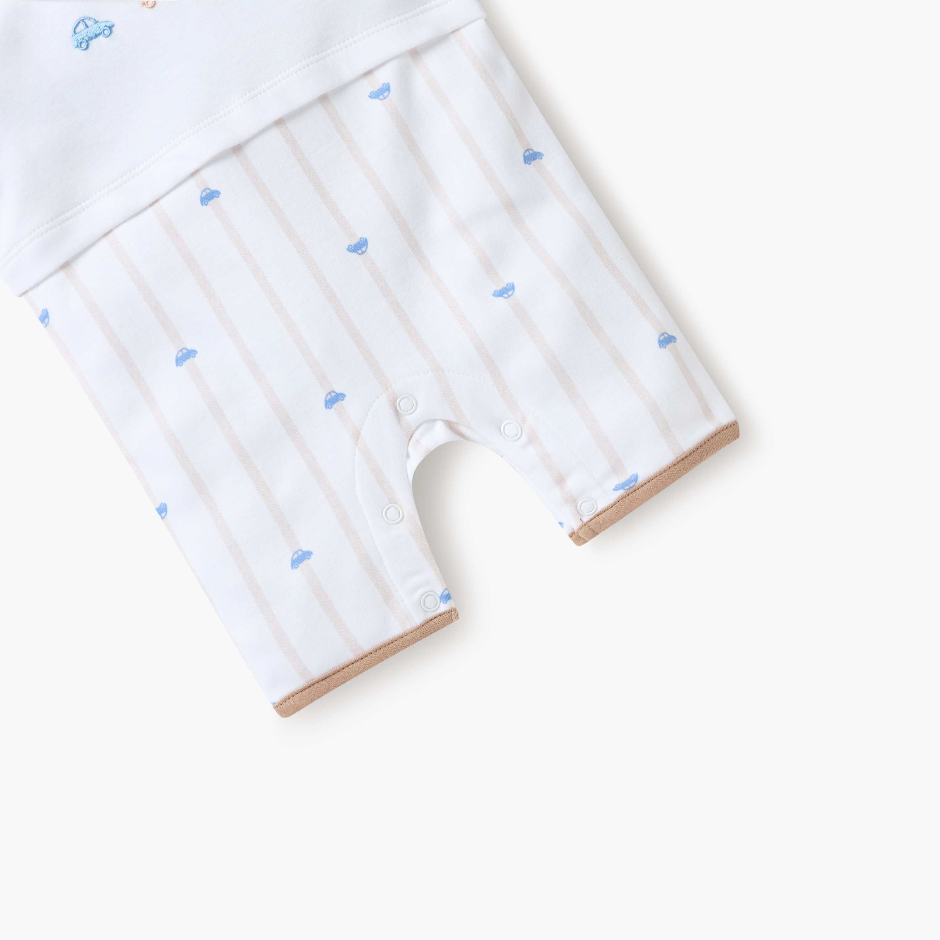 Juniors Car Print Collared Romper with Short Sleeves-baby-boys-clothing-rompers-image-4