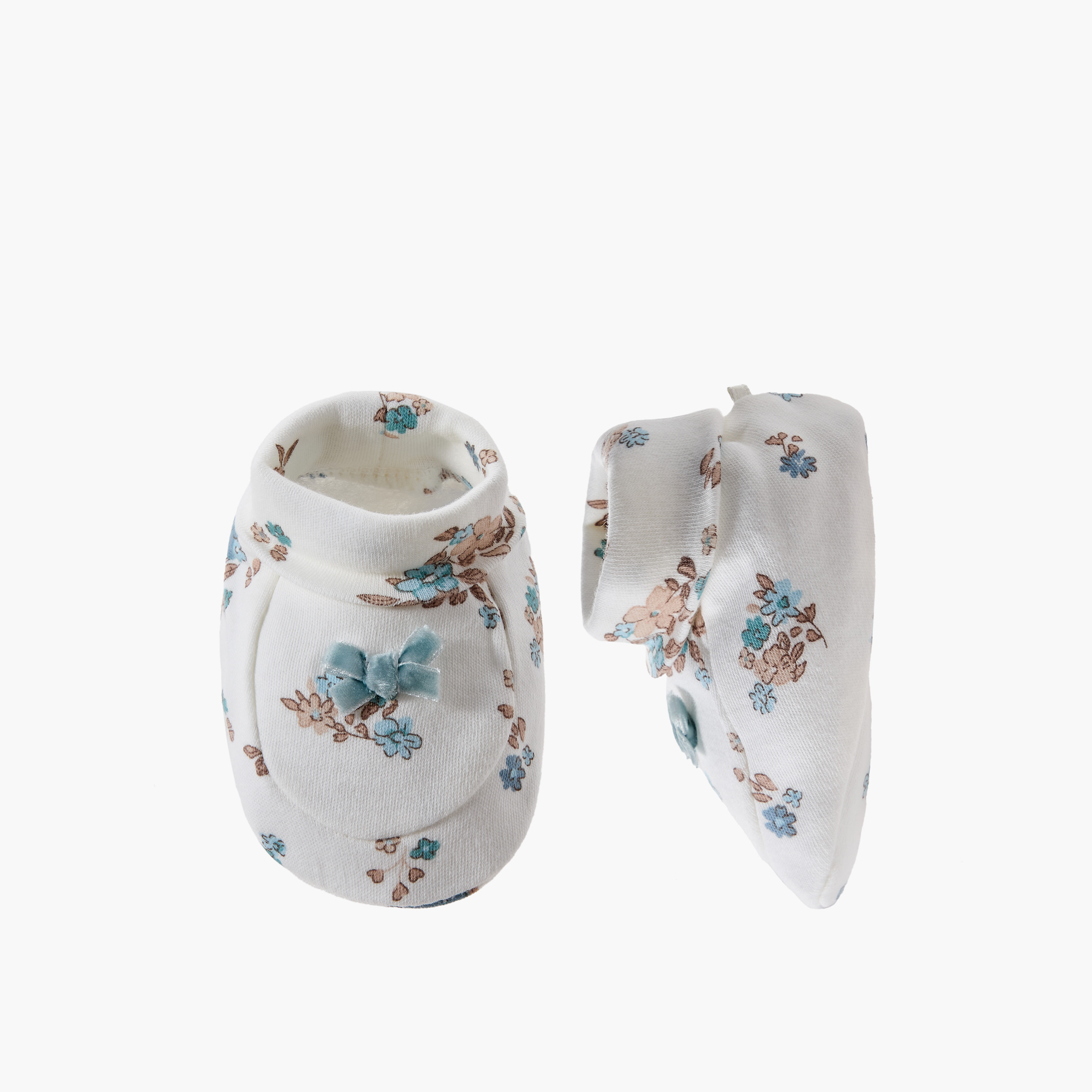 Juniors Booties with Floral Print-baby-girls-shoes-booties-image-1
