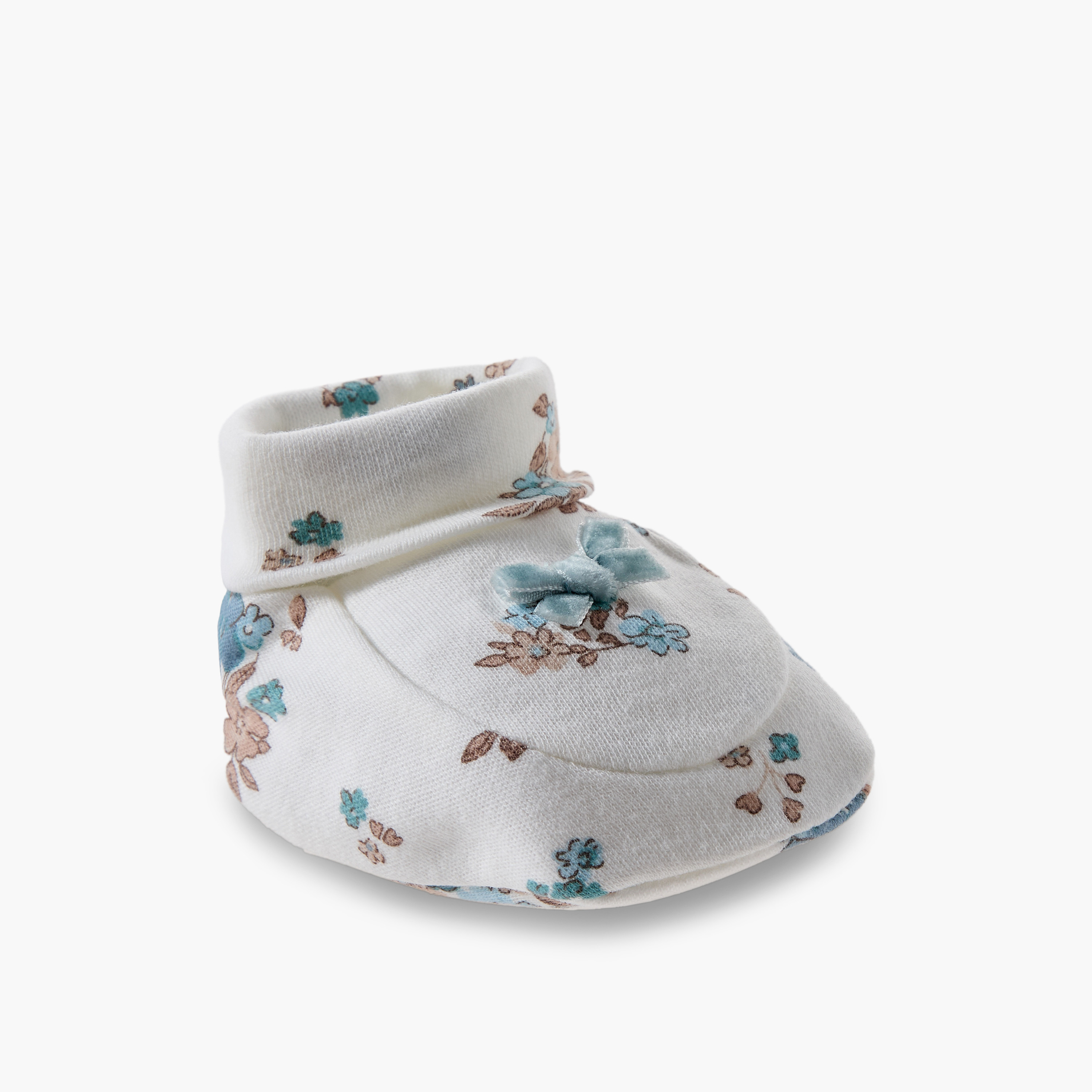 Juniors Booties with Floral Print-baby-girls-shoes-booties-image-2