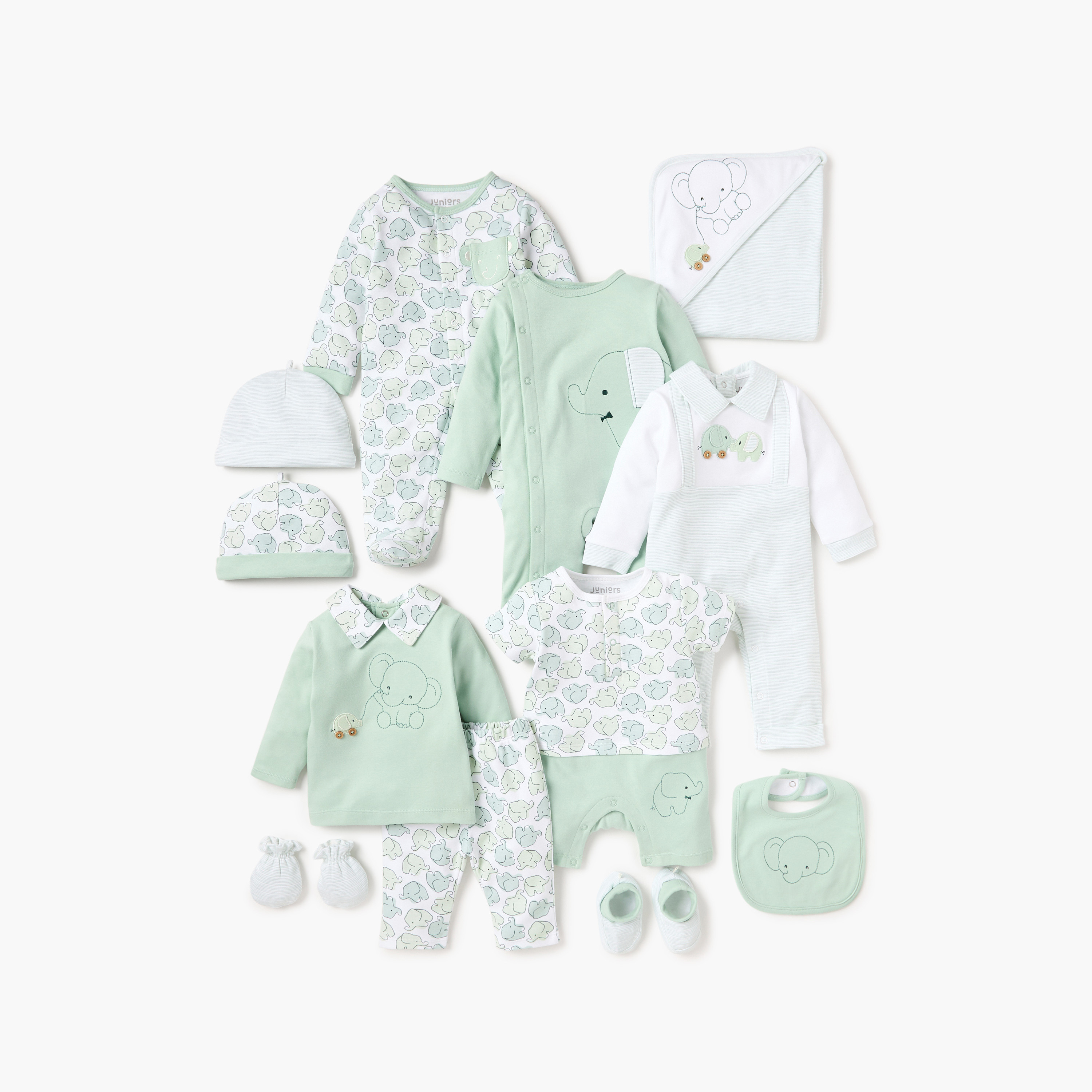 Juniors Elephant Print Romper with Short Sleeves and Snap Button Closure-baby-boys-clothing-rompers-image-5