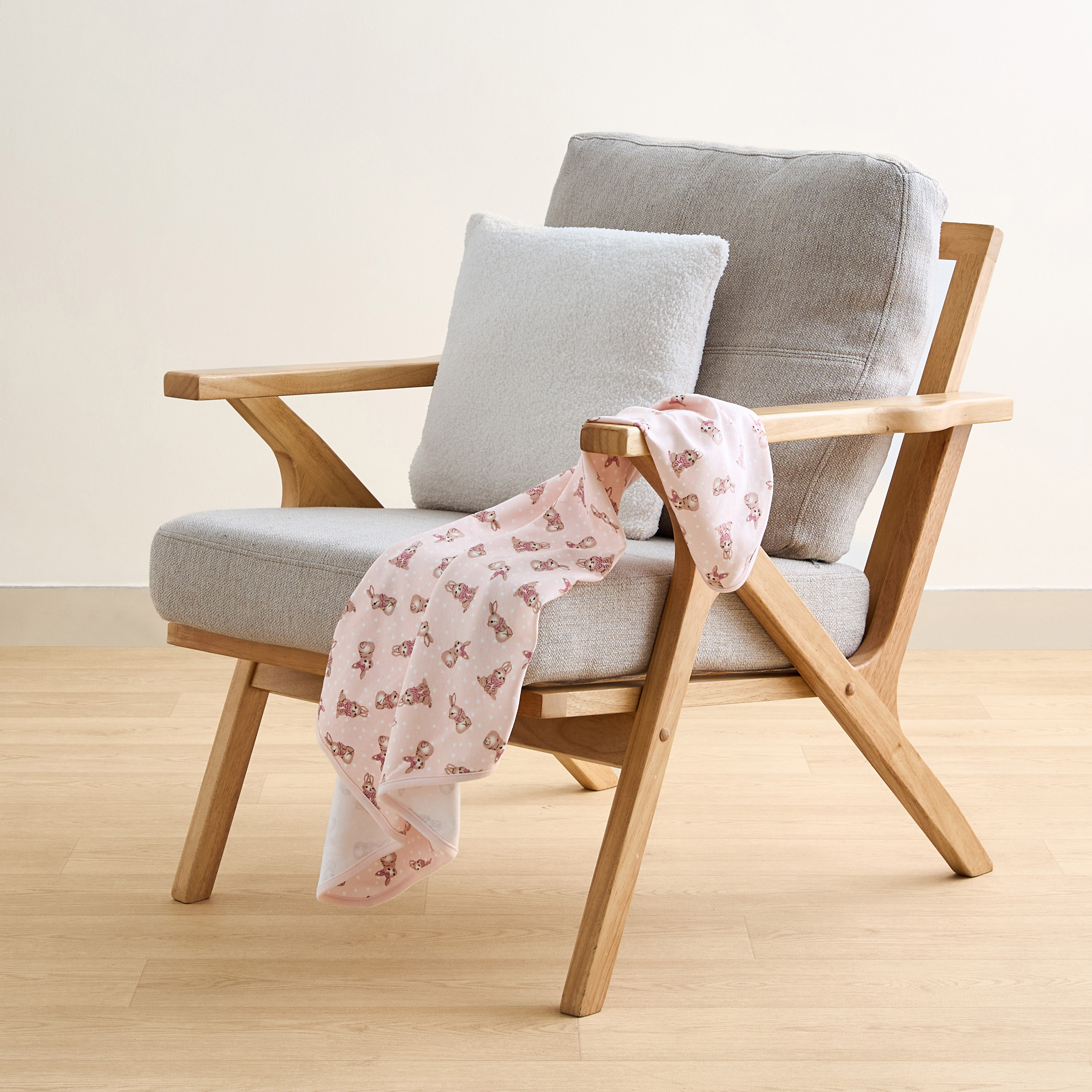 Juniors All-Over Bunny Print Receiving Blanket - 70x70 cm-baby-nursery-blanketsandswaddles-receivingblankets-image-2