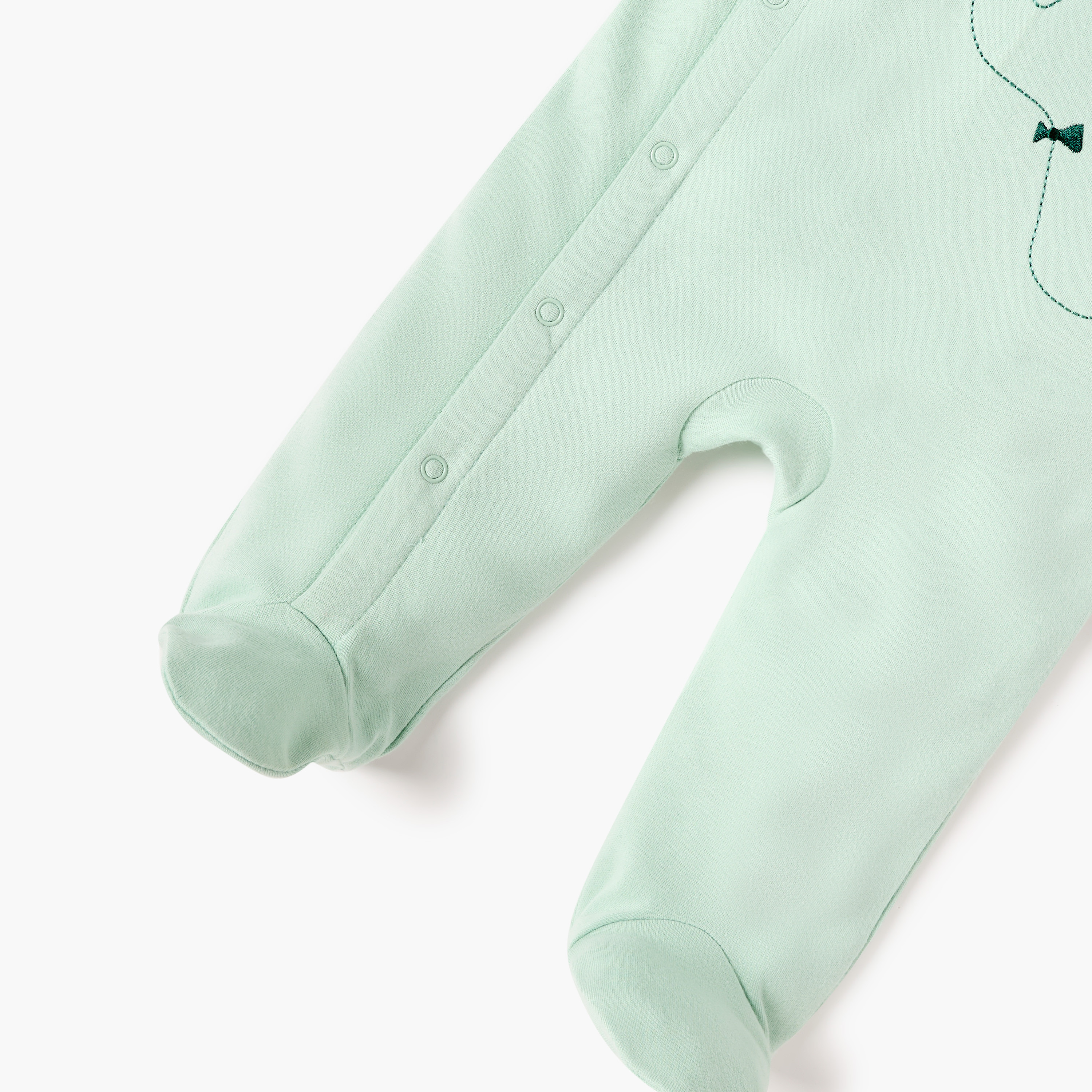 Juniors Elephant Embroidered Closed Feet Sleepsuit with Long Sleeves-baby-boys-clothing-nightwear-sleepsuits-image-4