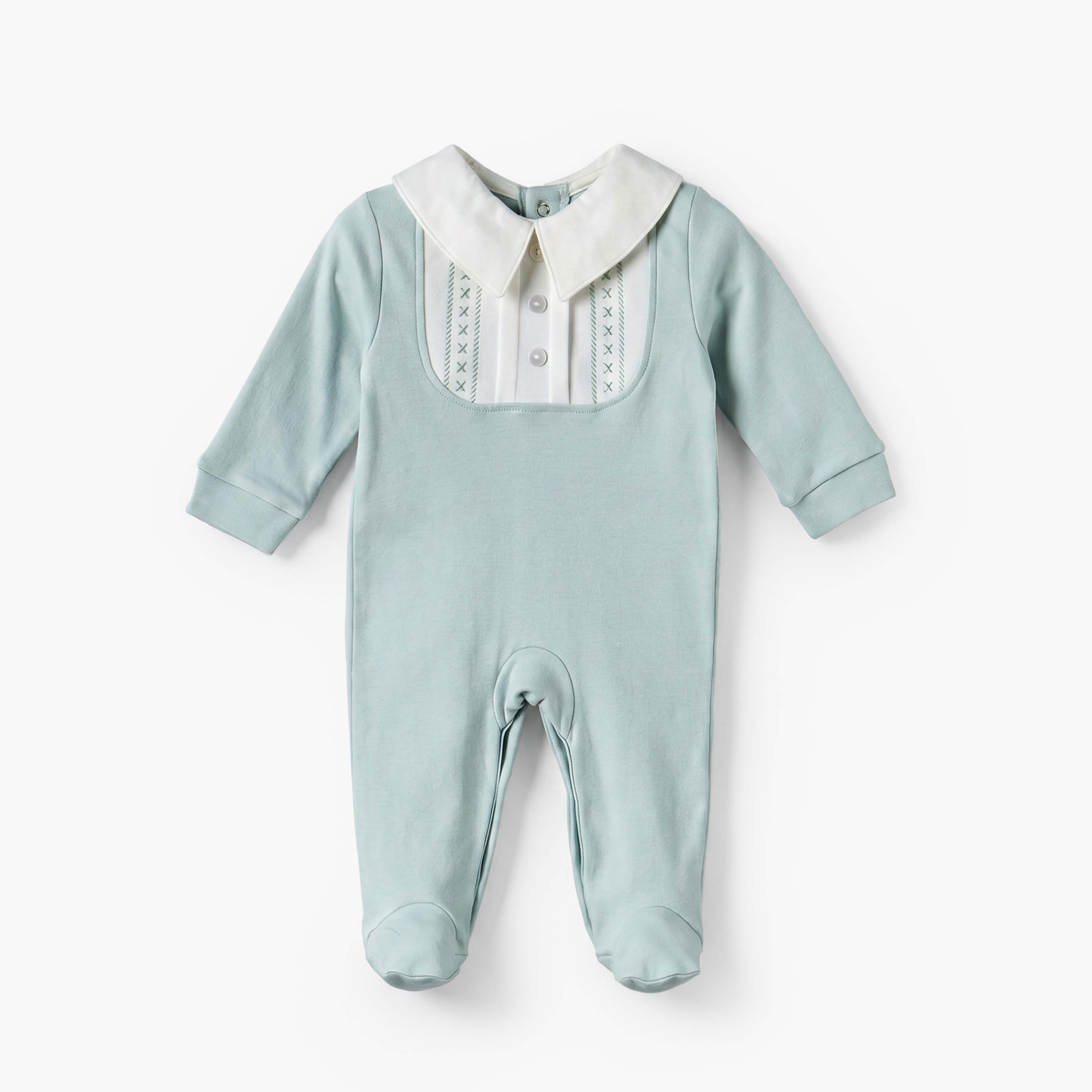بدلة نوم قطن بياقة عادية وأكمام طويلة وأزرار إغلاق كباسة من جونيورز-baby-girls-clothing-nightwear-sleepsuits-image-2