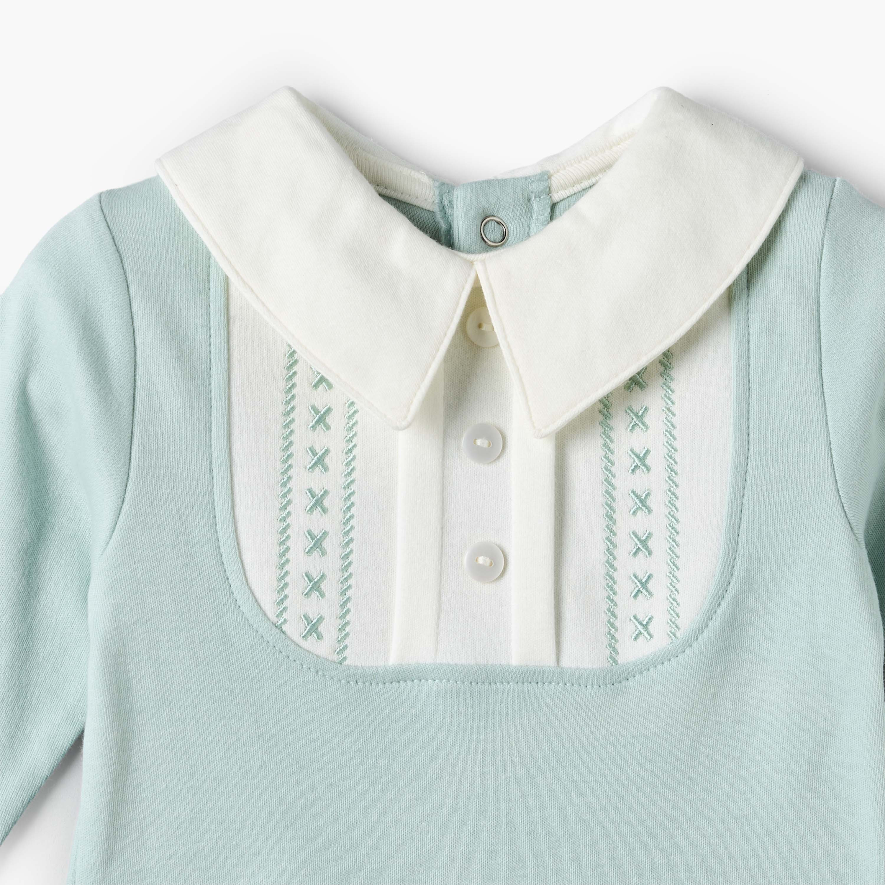 بدلة نوم قطن بياقة عادية وأكمام طويلة وأزرار إغلاق كباسة من جونيورز-baby-girls-clothing-nightwear-sleepsuits-image-4