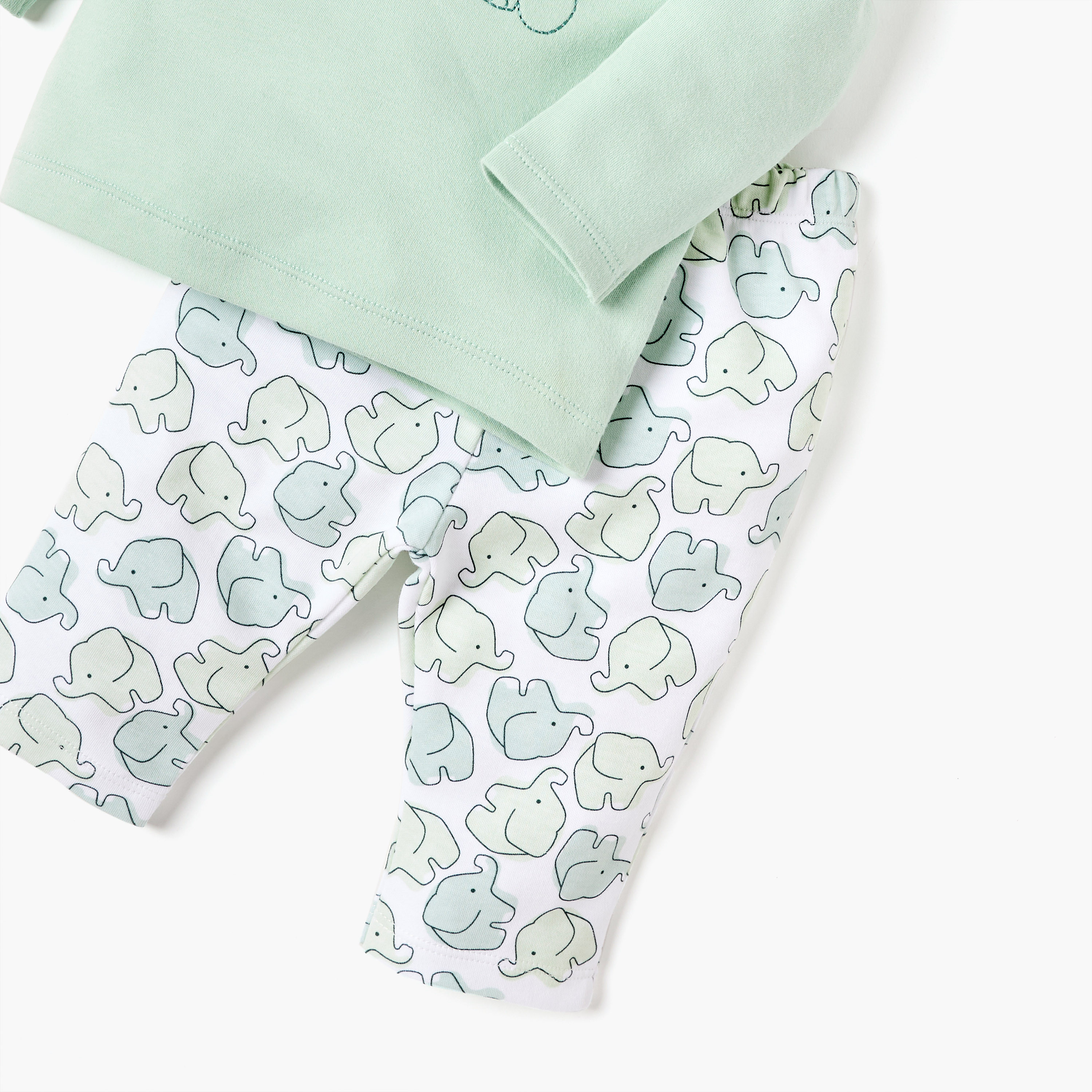 طقم تيشيرت بياقة وطبعات فيل وبنطلون بيجاما بخصر مطاطي من جونيورز-baby-boys-clothing-nightwear-pyjamasets-image-5
