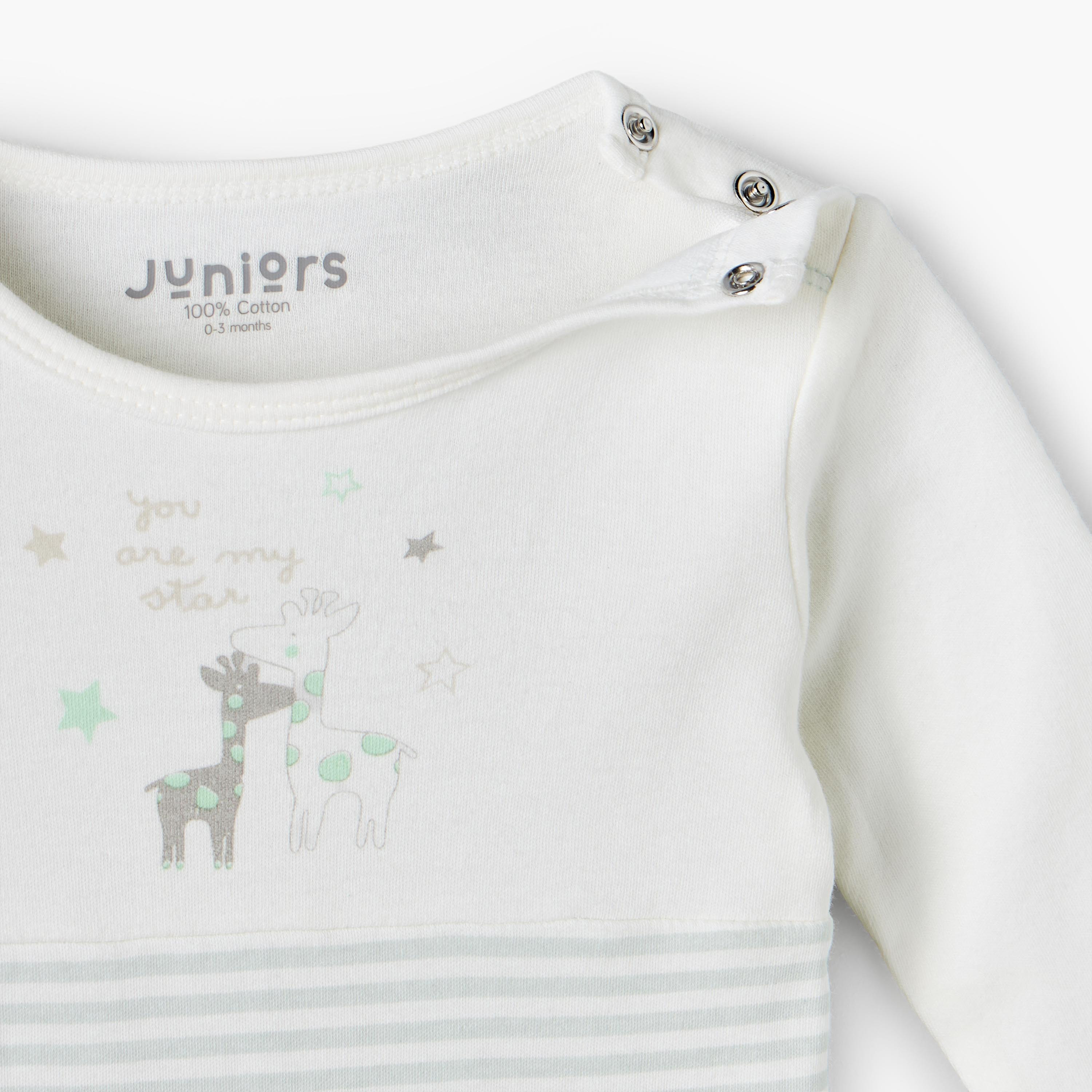 Juniors Cotton Crew Neck Long Sleeves Sleepsuit with Giraffe Print-baby-girls-clothing-nightwear-sleepsuits-image-4