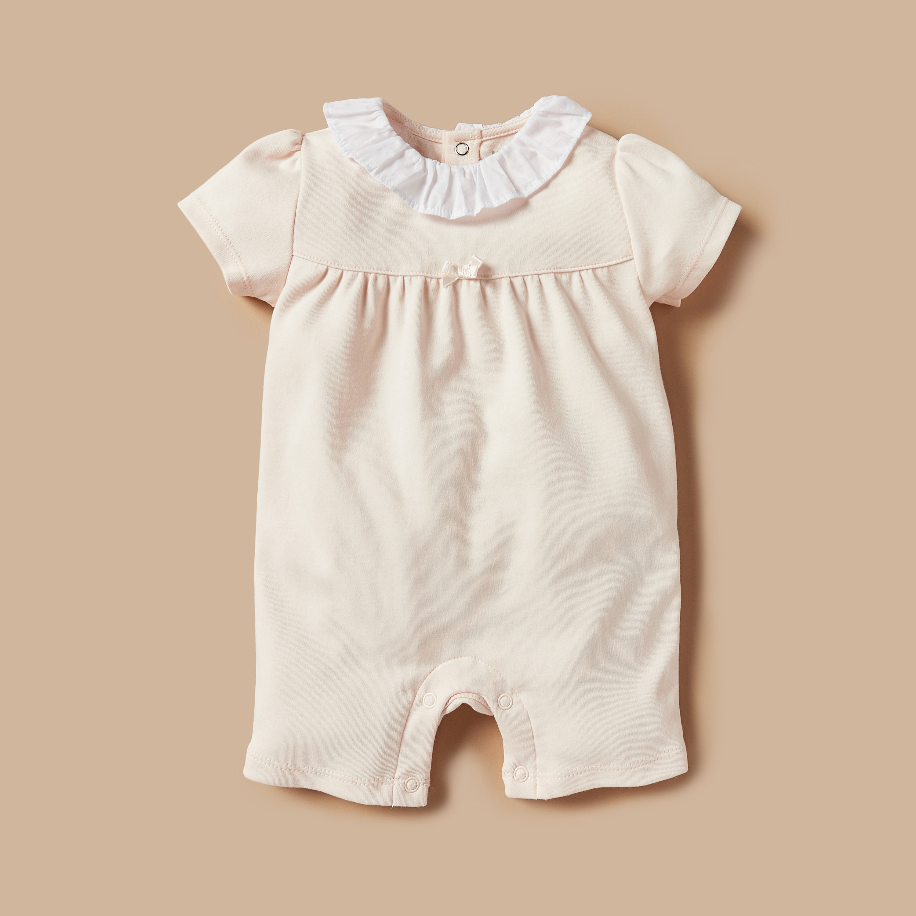 Juniors Solid Romper with Ruffled Neck and Button Closure-baby-girls-clothing-rompers-image-1
