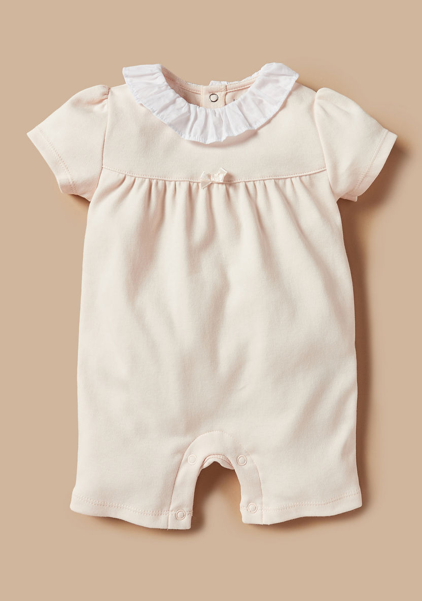 Juniors Solid Romper with Ruffled Neck and Button Closure-Rompers%2C Dungarees and Jumpsuits-image-0