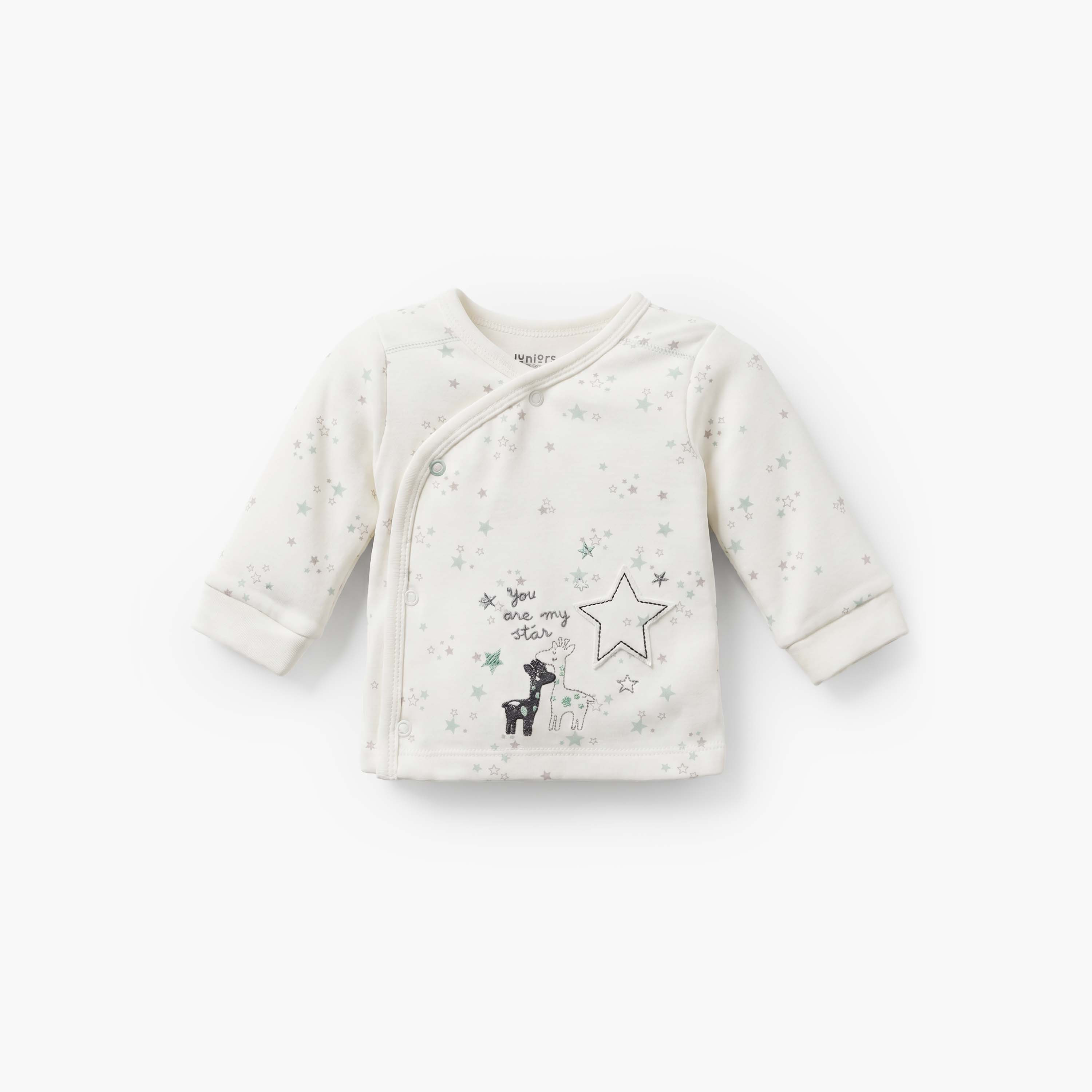 طقم بيجاما قطن بياقة حرف V وأكمام طويلة وطبعات نجوم من جونيورز-baby-girls-clothing-nightwear-pyjamasets-image-3