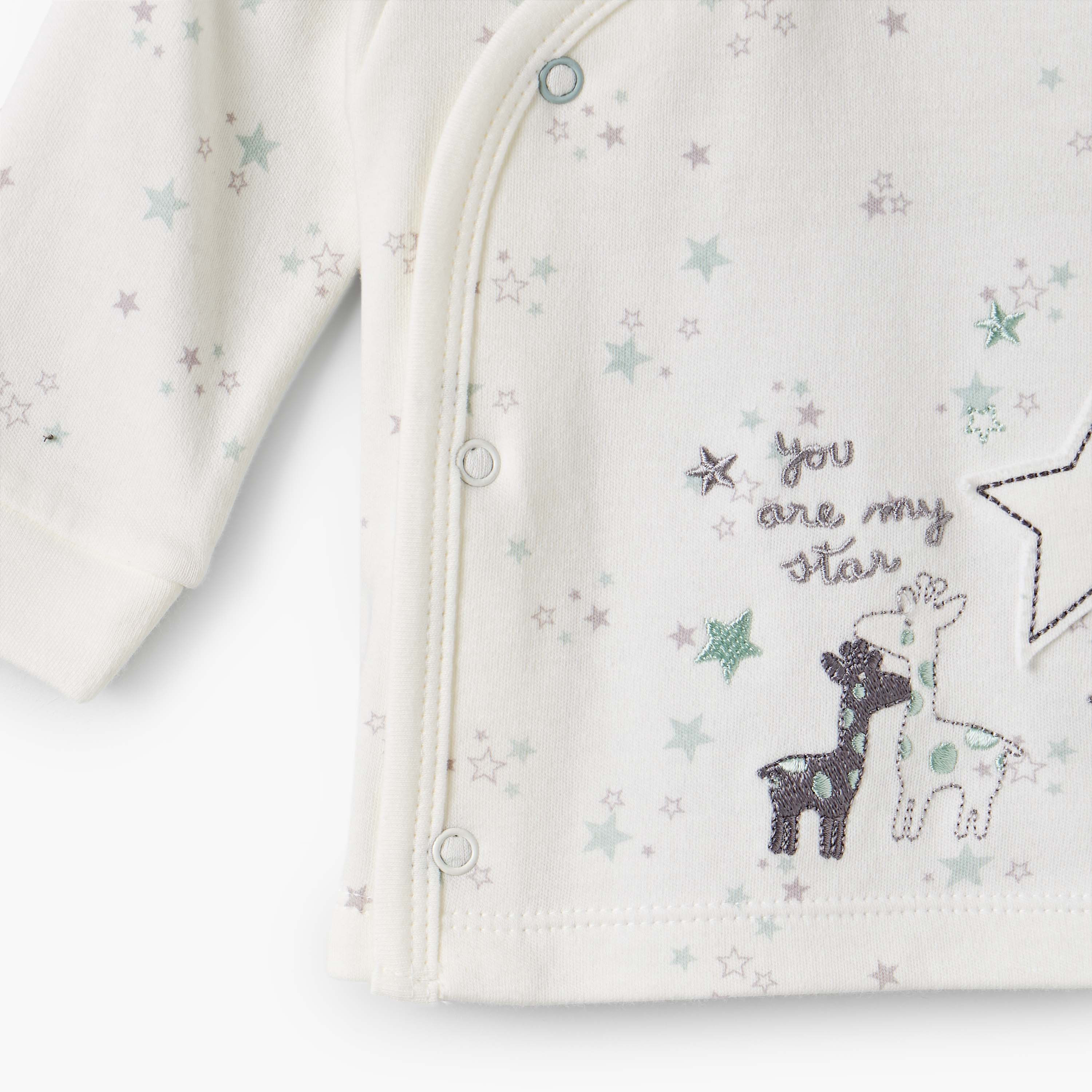 طقم بيجاما قطن بياقة حرف V وأكمام طويلة وطبعات نجوم من جونيورز-baby-girls-clothing-nightwear-pyjamasets-image-7
