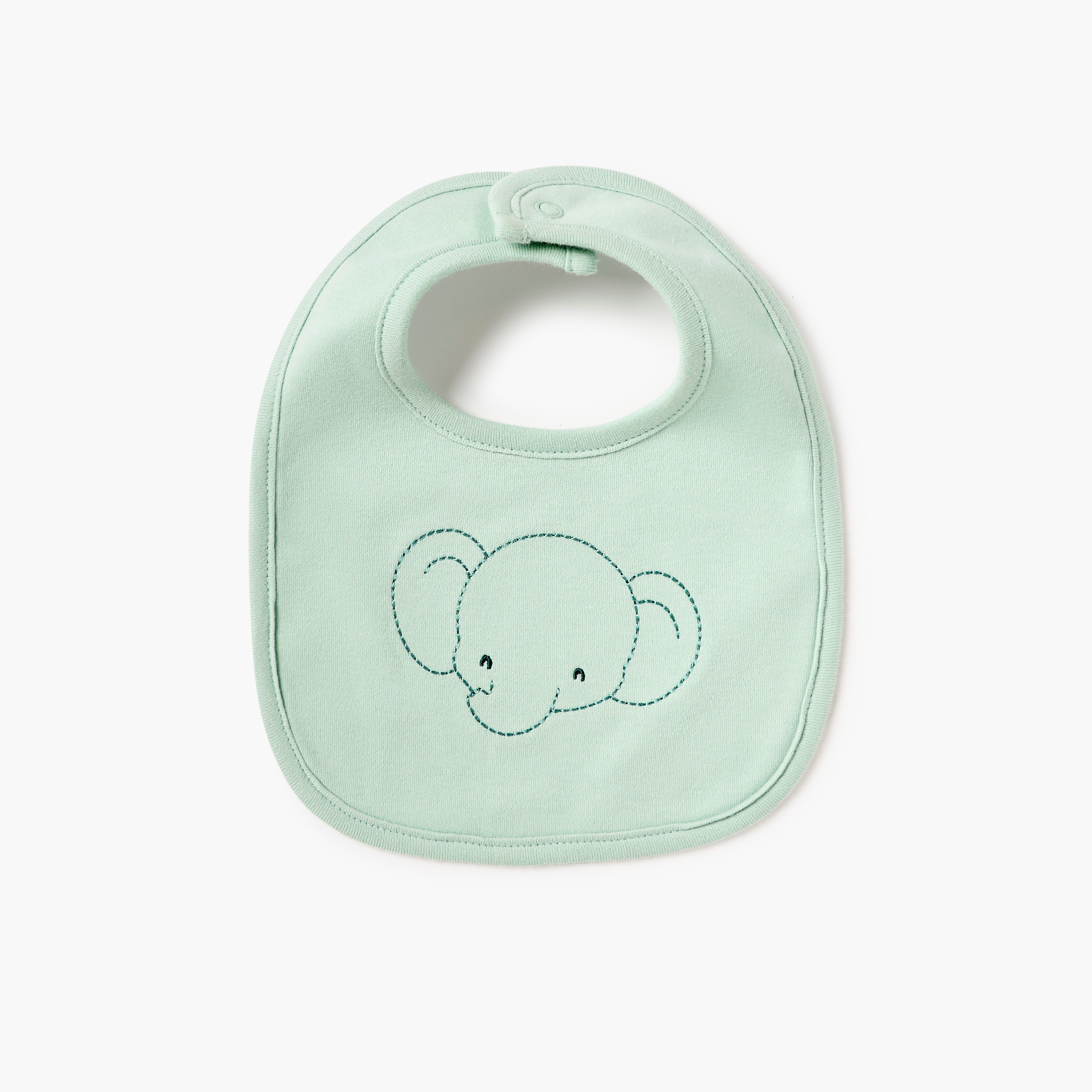 Juniors Elephant Embroidered Bib with Snap Button Closure-baby-feeding-bibs-image-1