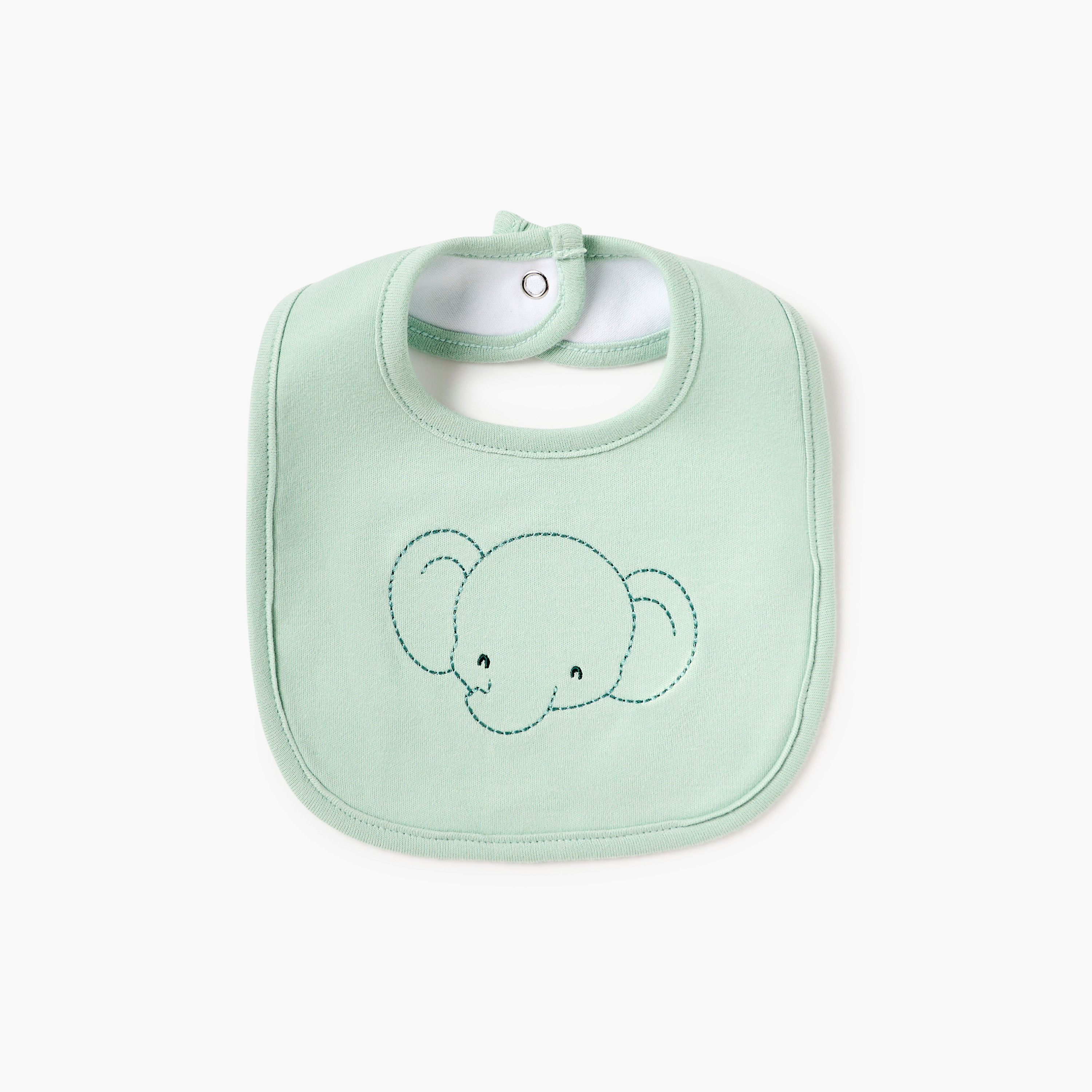 Juniors Elephant Embroidered Bib with Snap Button Closure-baby-feeding-bibs-image-2