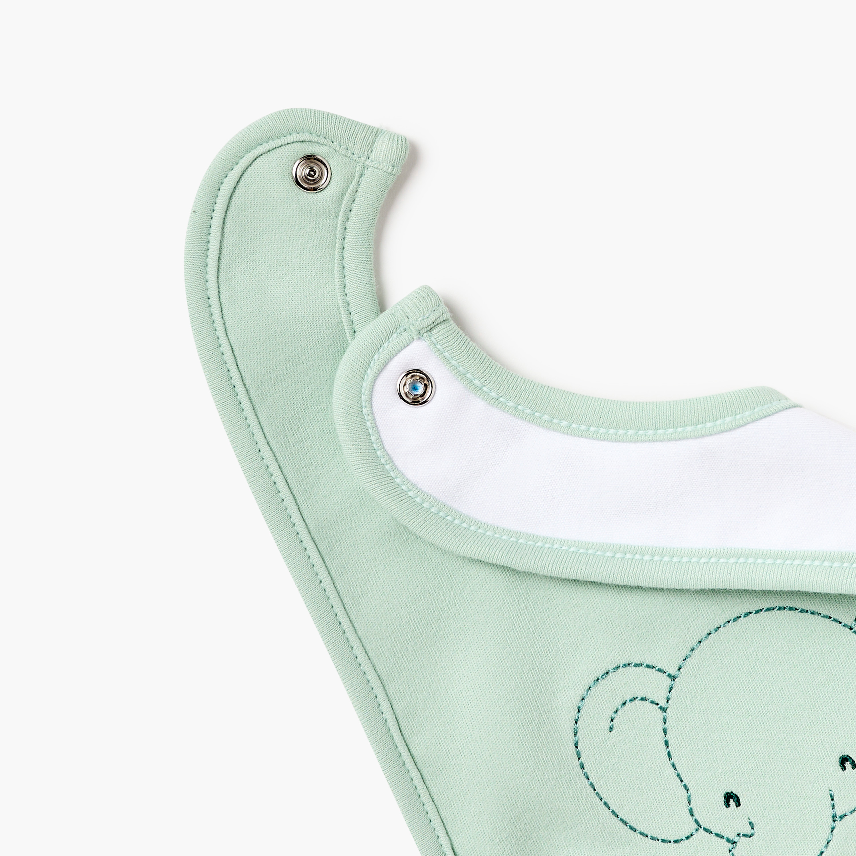 Juniors Elephant Embroidered Bib with Snap Button Closure-baby-feeding-bibs-image-4
