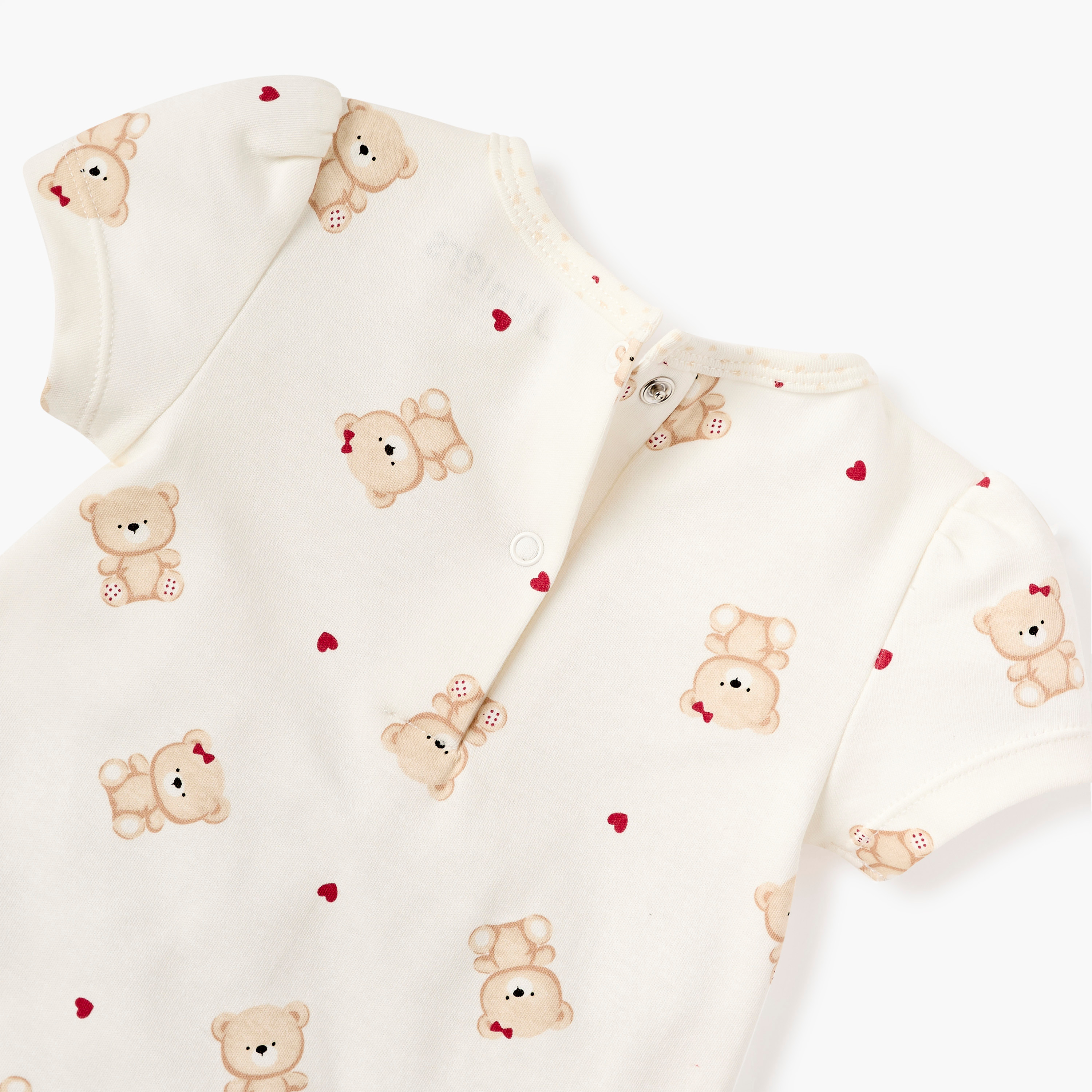 Juniors Bear Print Romper with Short Sleeves and Ruffle Detail-baby-girls-clothing-rompers-image-4