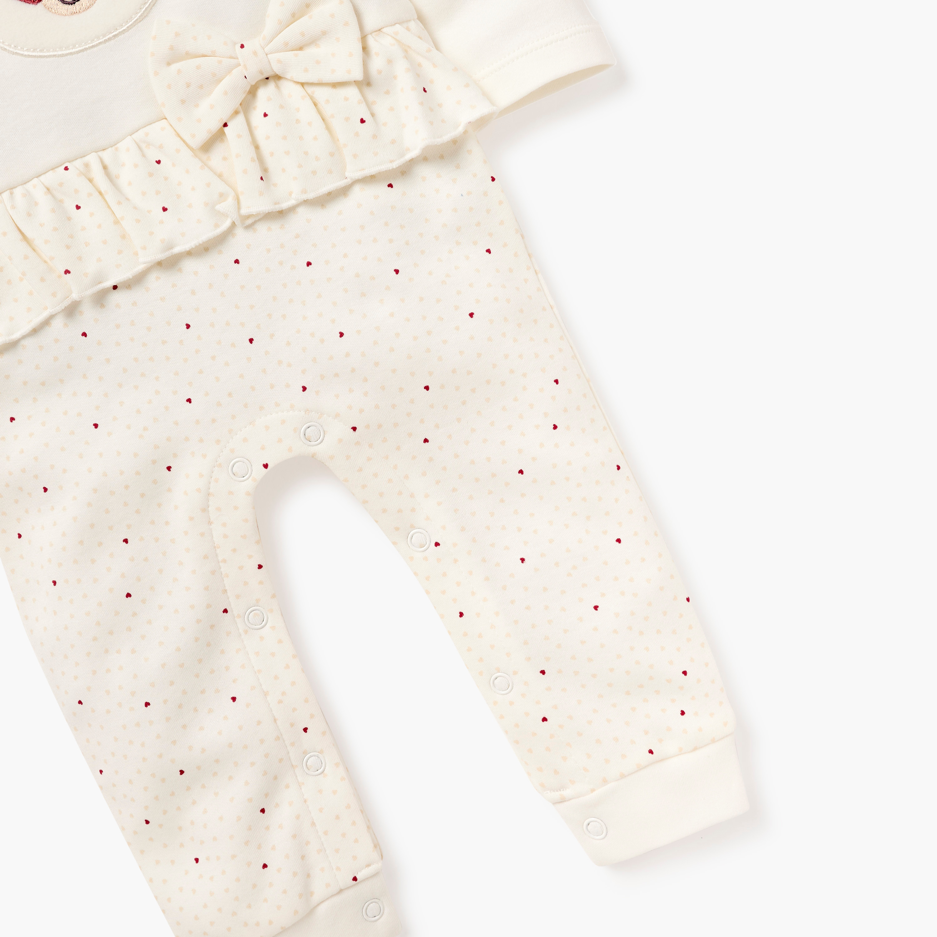 Juniors Bear Applique Sleepsuit with Long Sleeves and Bow Detail-baby-girls-clothing-nightwear-sleepsuits-image-4