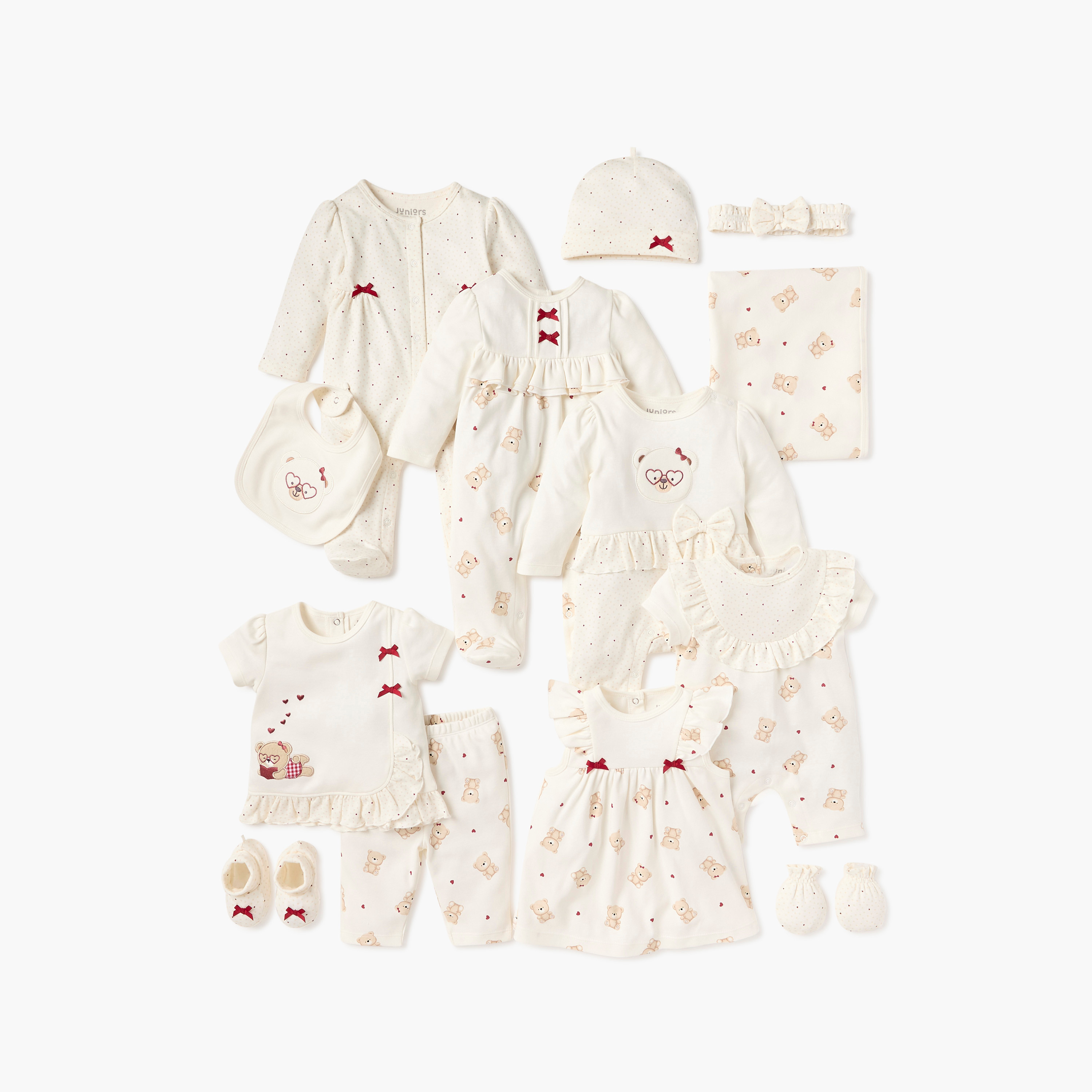 Juniors Bear Applique Sleepsuit with Long Sleeves and Bow Detail-baby-girls-clothing-nightwear-sleepsuits-image-5