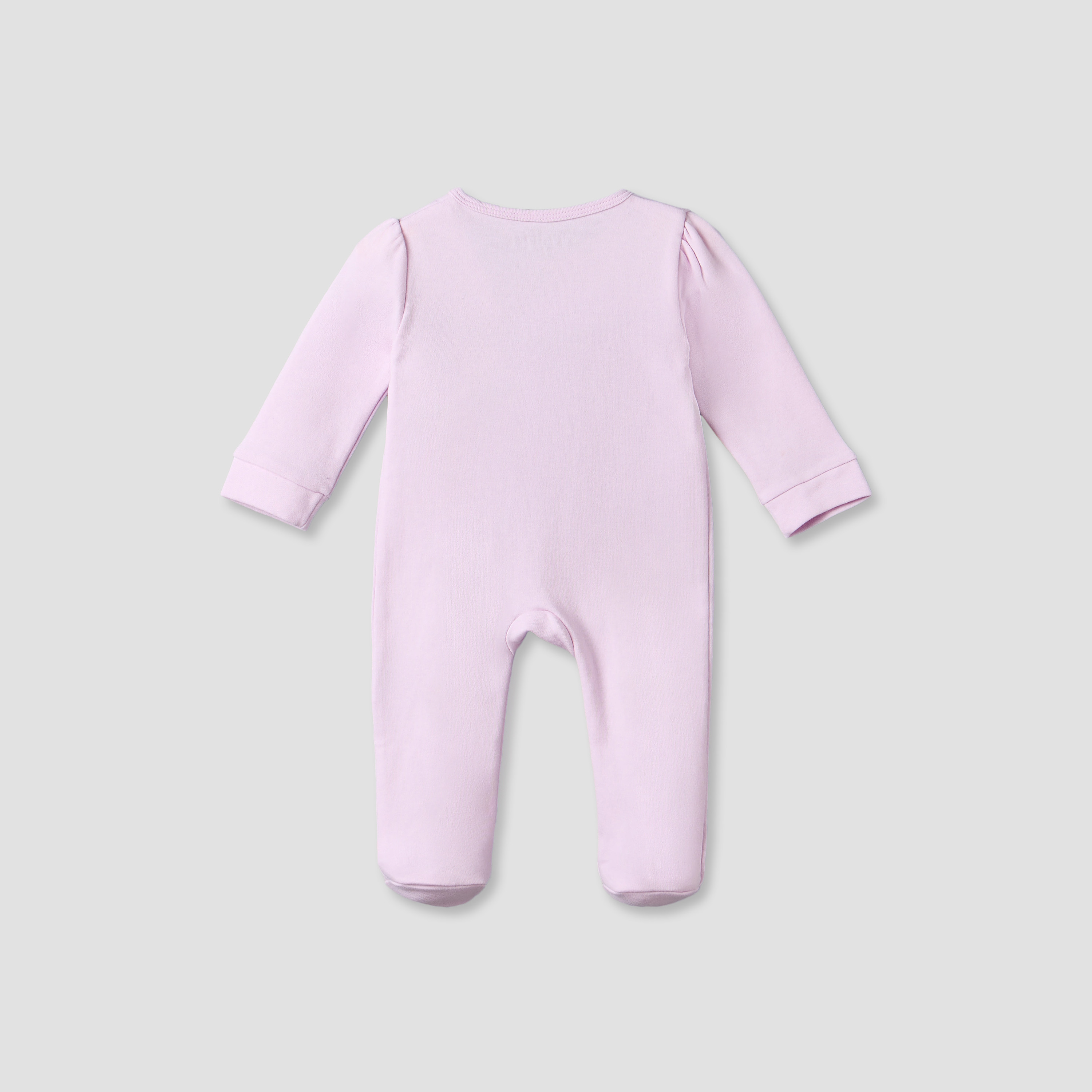 Juniors Cotton Round Neck Long Sleeves Sleepsuit with Bunny Applique-baby-girls-clothing-nightwear-sleepsuits-image-2