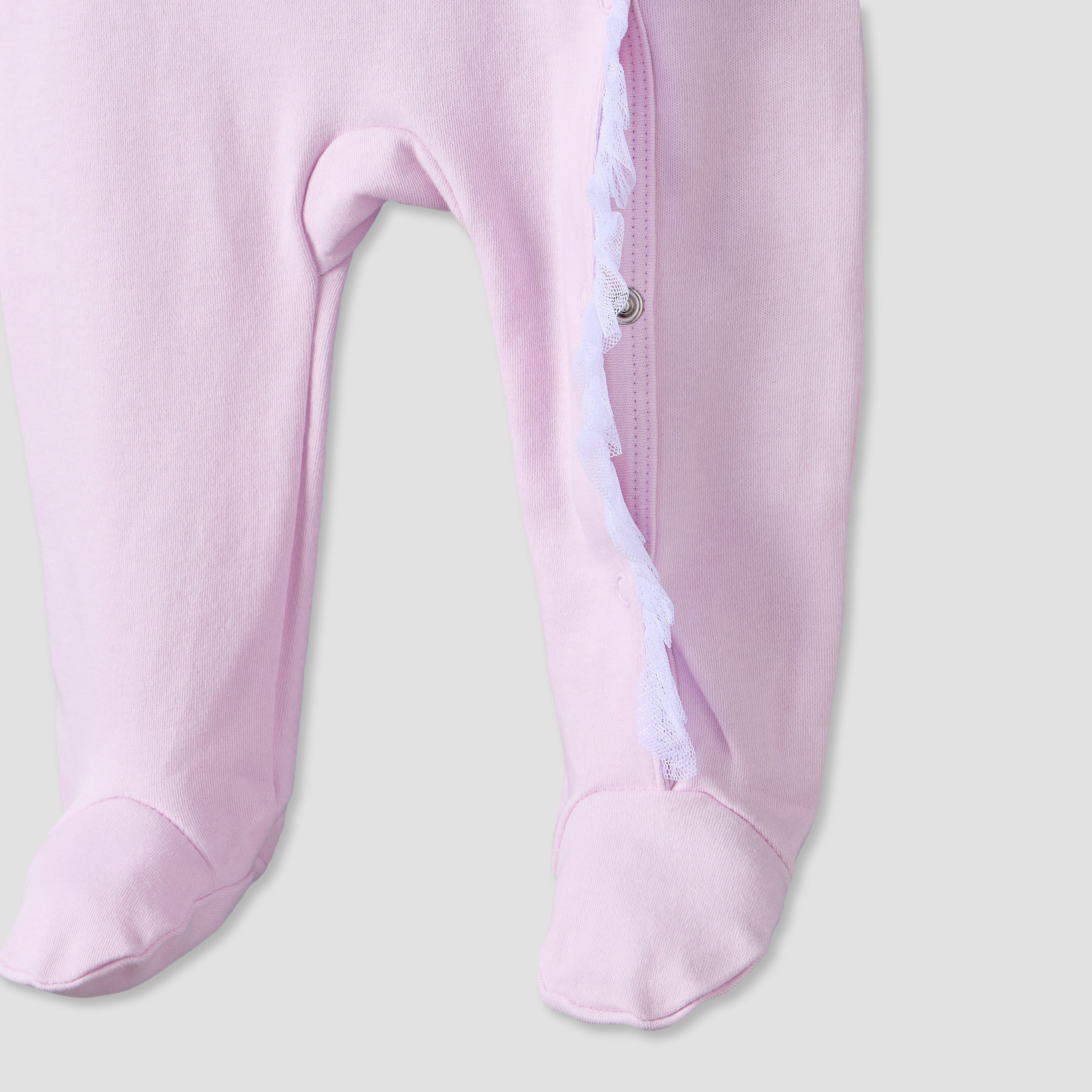 Juniors Cotton Round Neck Long Sleeves Sleepsuit with Bunny Applique-baby-girls-clothing-nightwear-sleepsuits-image-4