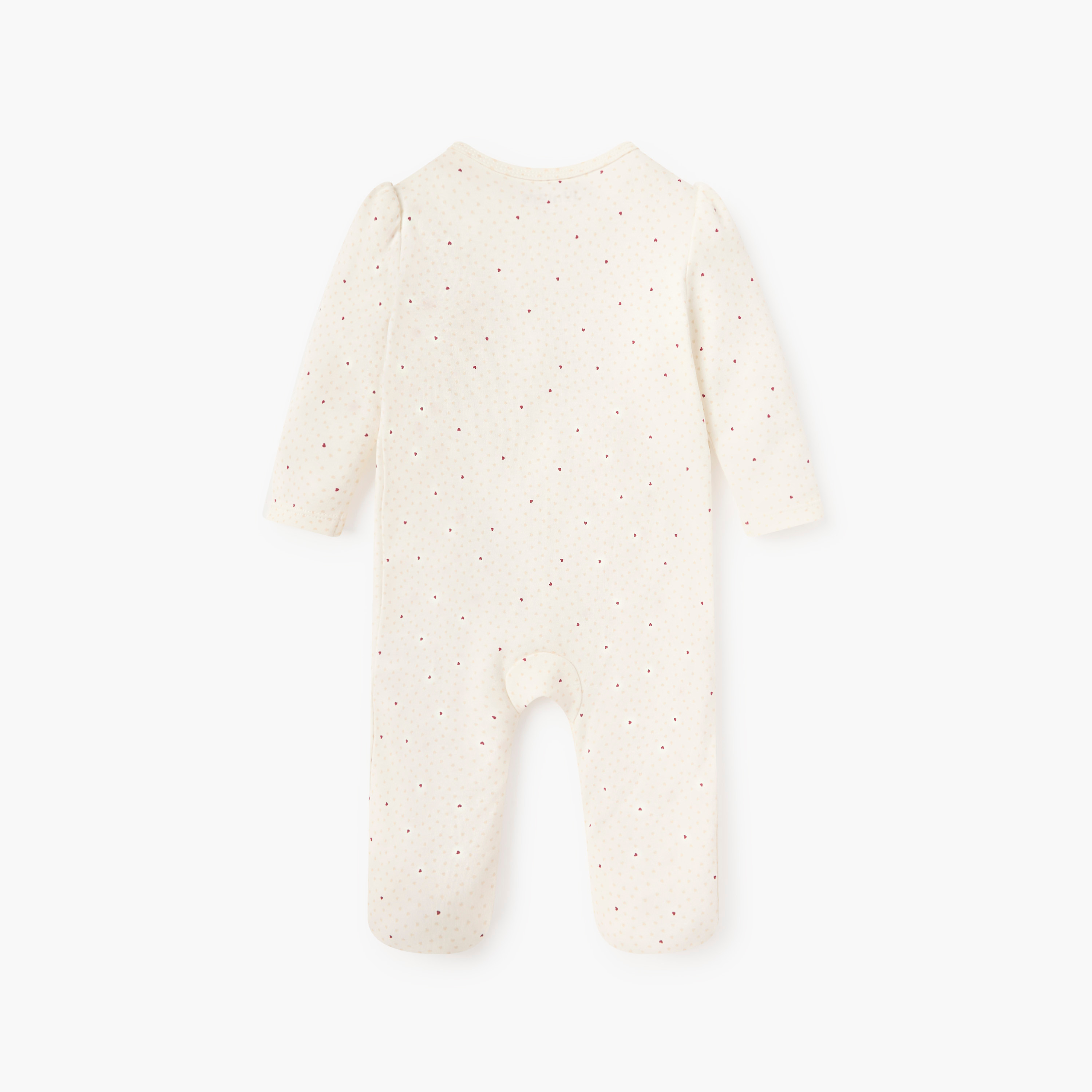 Juniors Bear Applique Closed Foot Sleepsuit with Long Sleeves and Bow Detail-baby-girls-clothing-nightwear-sleepsuits-image-2