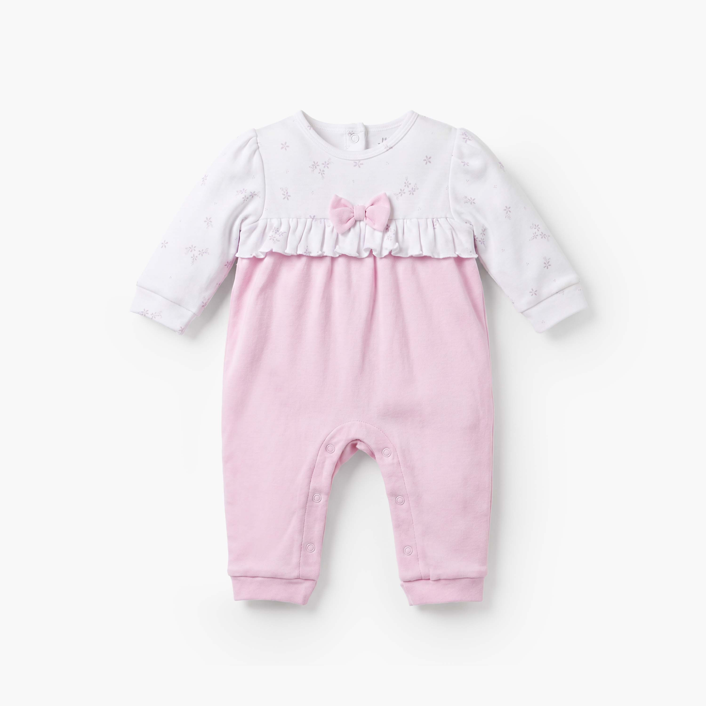 Juniors Cotton Round Neck Long Sleeves Sleepsuit with Floral Print-baby-girls-clothing-nightwear-sleepsuits-image-1