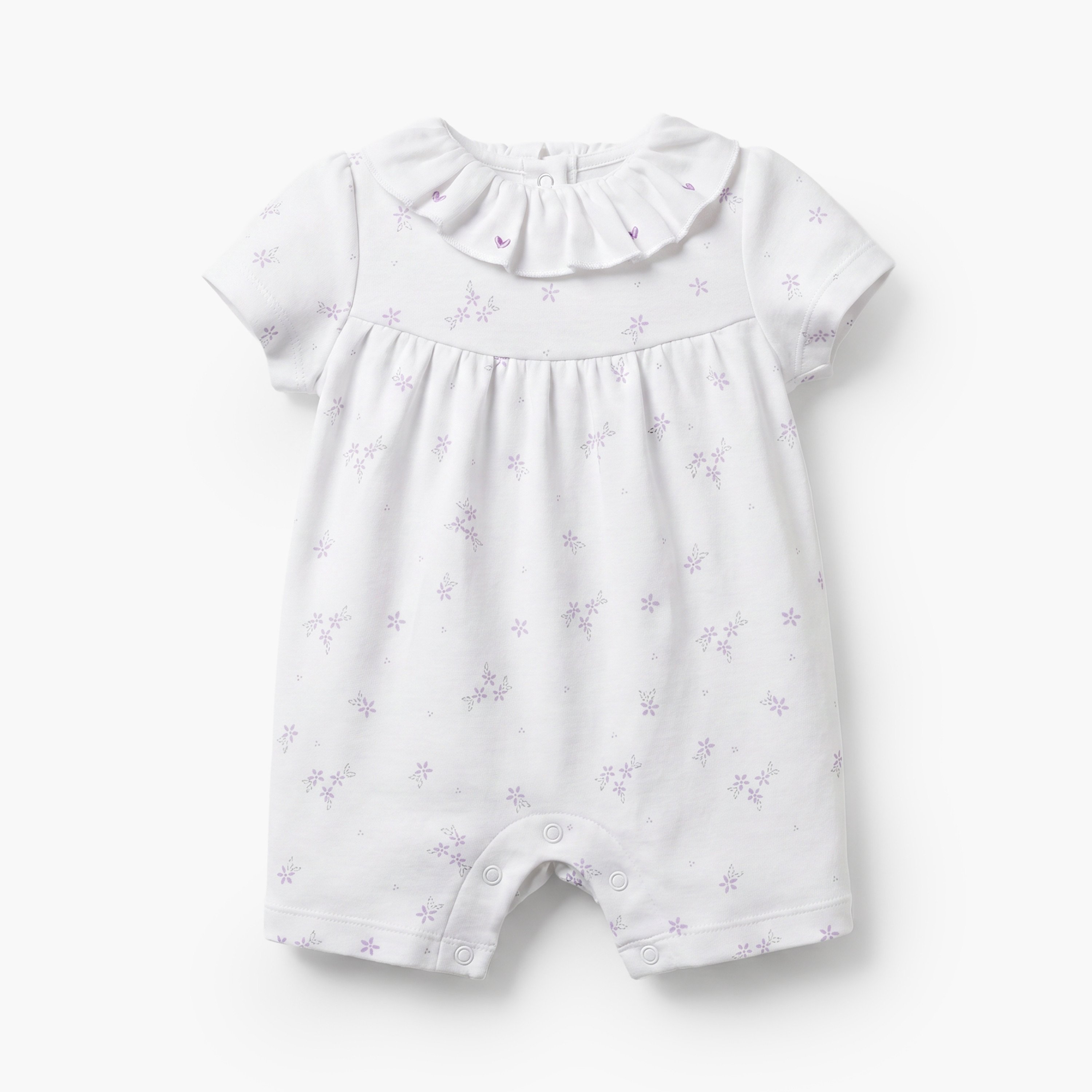 Juniors Collared Short Sleeves Romper with Floral Print-baby-girls-clothing-rompers-image-2