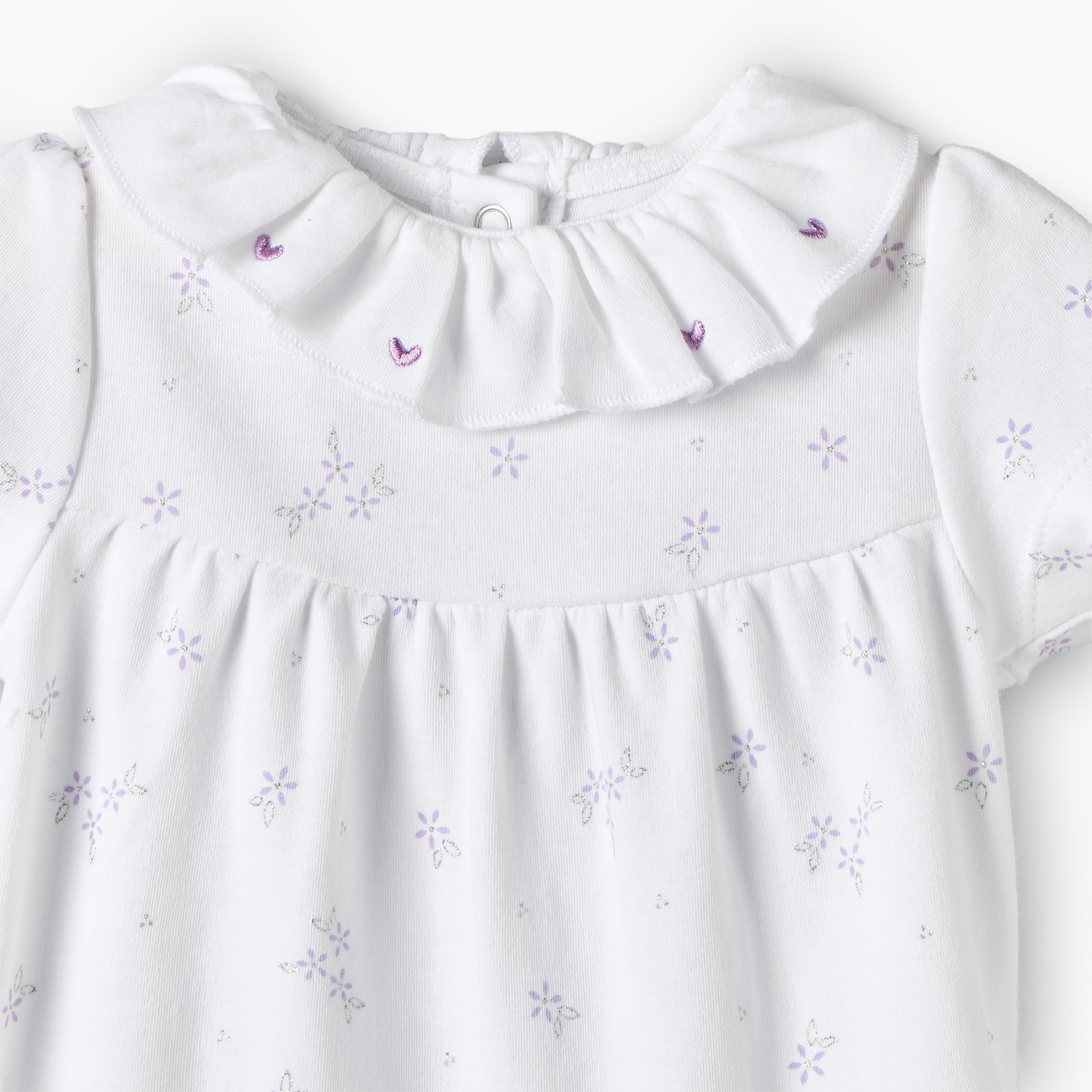 Juniors Collared Short Sleeves Romper with Floral Print-baby-girls-clothing-rompers-image-4