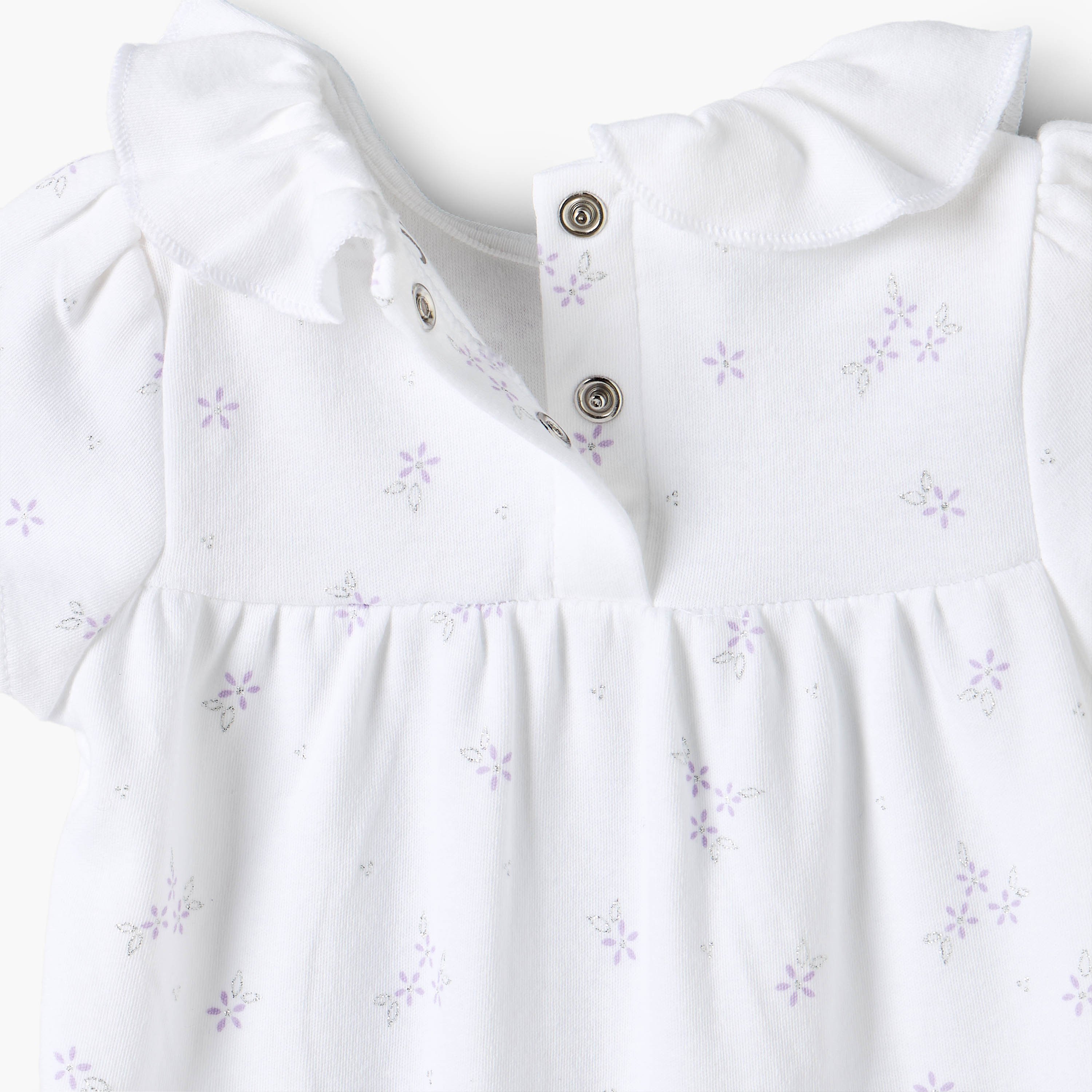 Juniors Collared Short Sleeves Romper with Floral Print-baby-girls-clothing-rompers-image-6