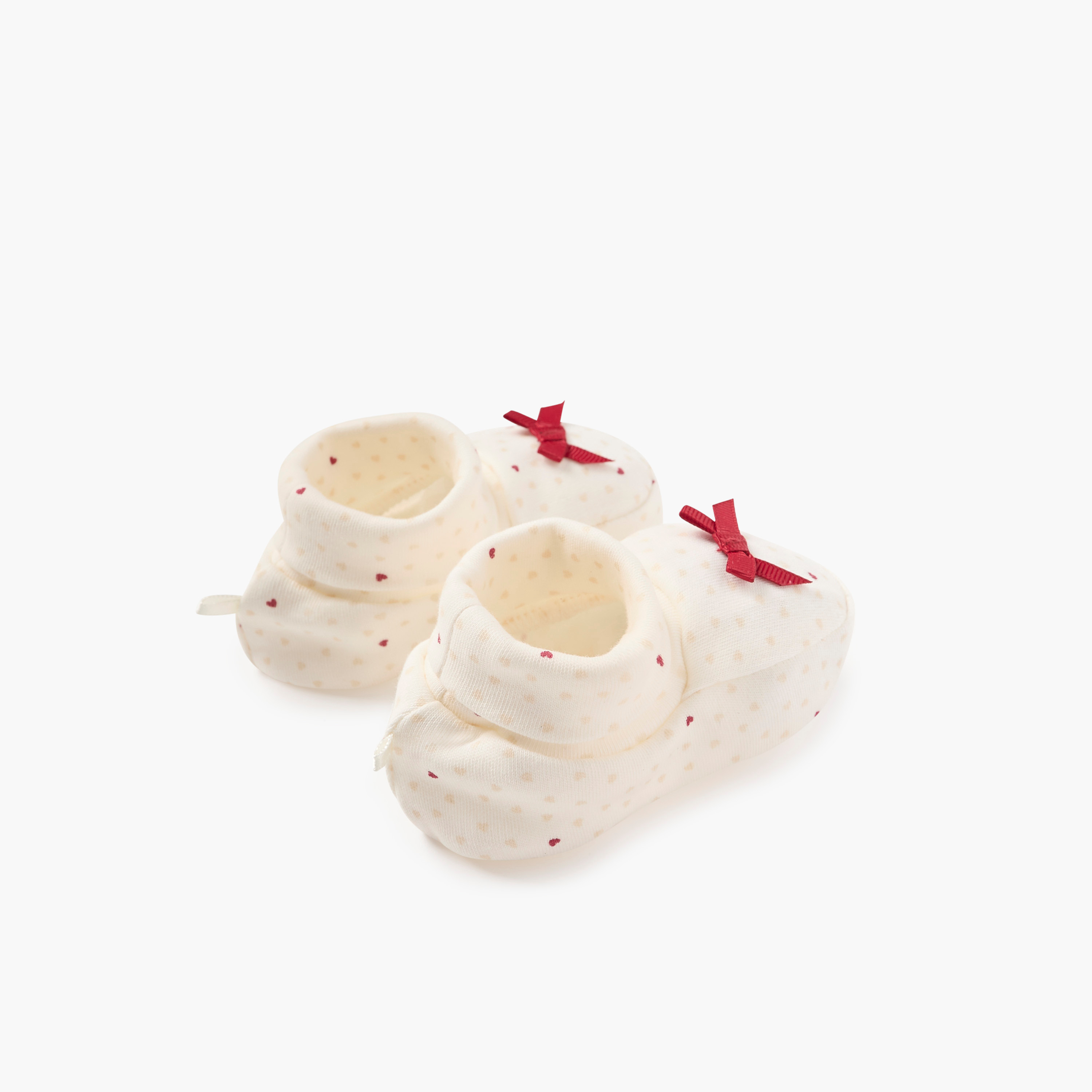 Juniors Printed Slip-On Booties with Bow Accent-baby-girls-shoes-booties-image-3