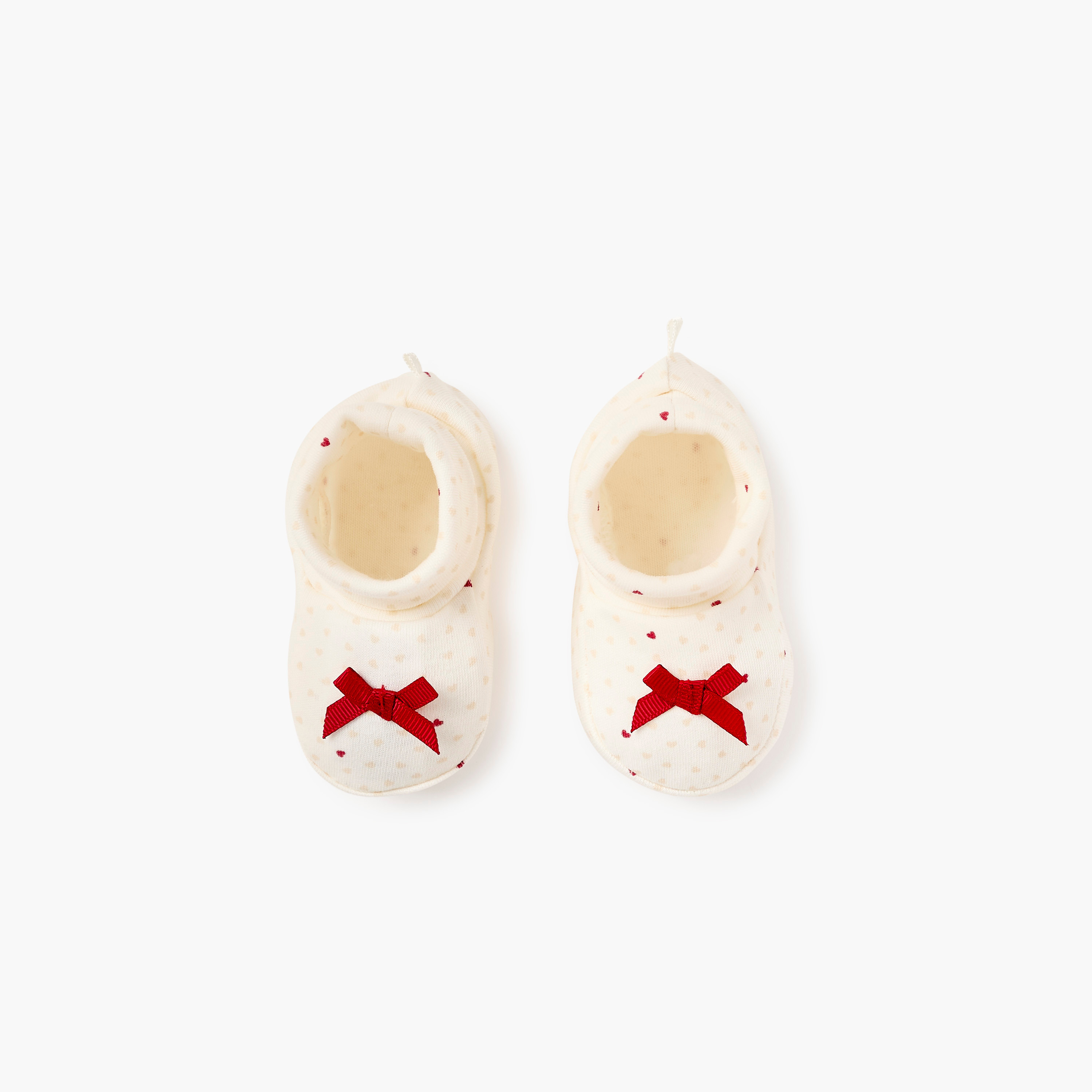 Juniors Printed Slip-On Booties with Bow Accent-baby-girls-shoes-booties-image-4