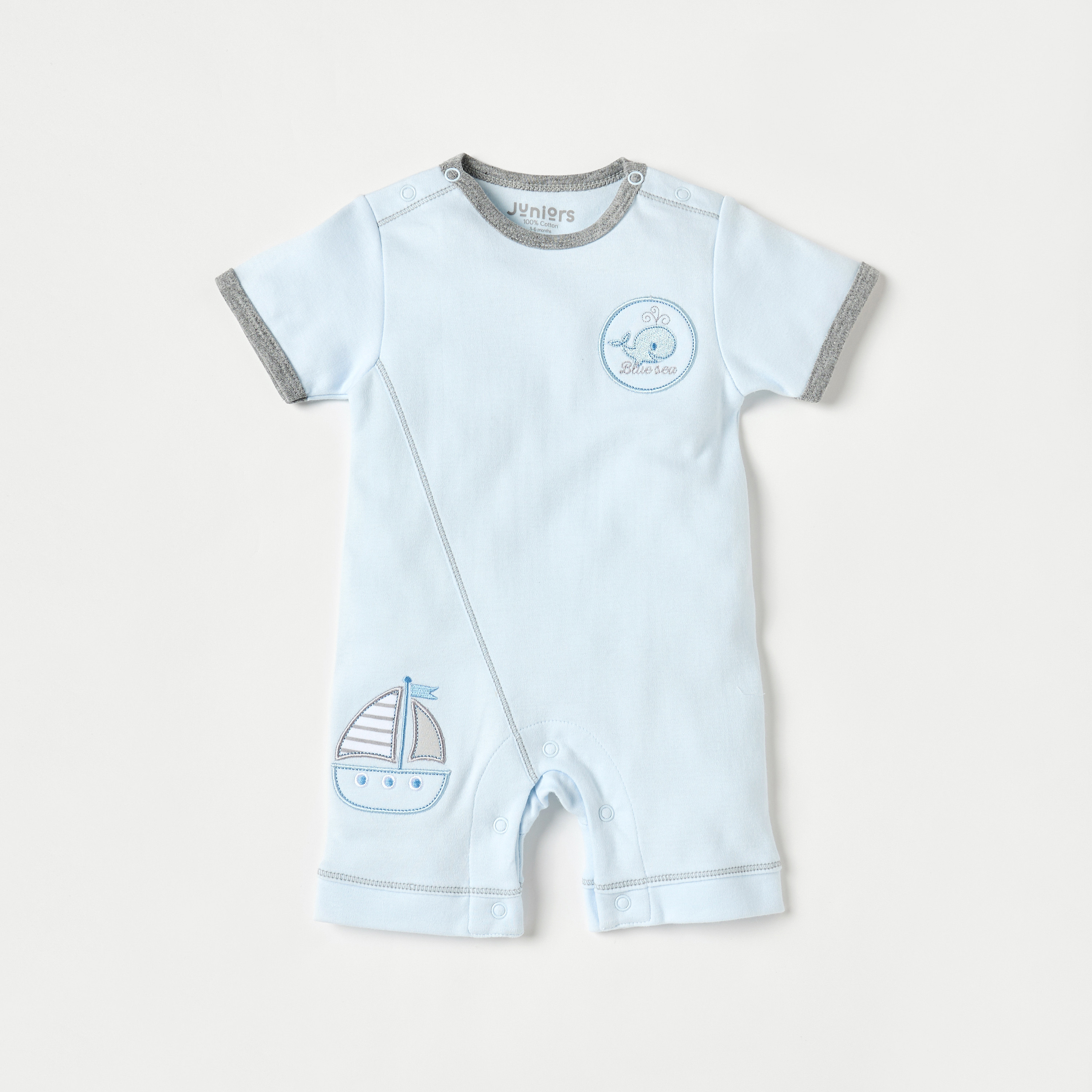 Juniors Fish Embroidered Romper with Short Sleeves-baby-boys-clothing-rompers-image-1