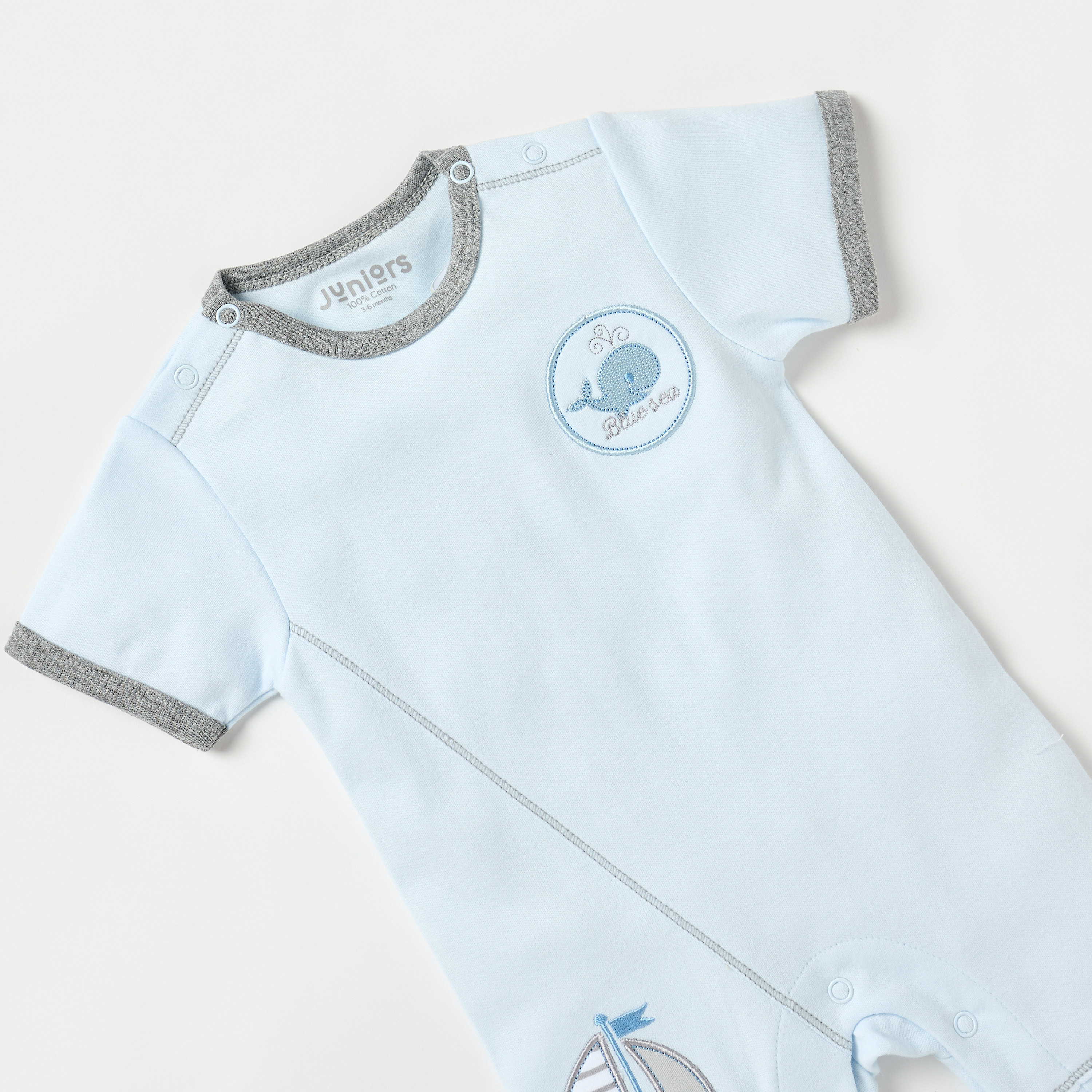 Juniors Fish Embroidered Romper with Short Sleeves-baby-boys-clothing-rompers-image-2