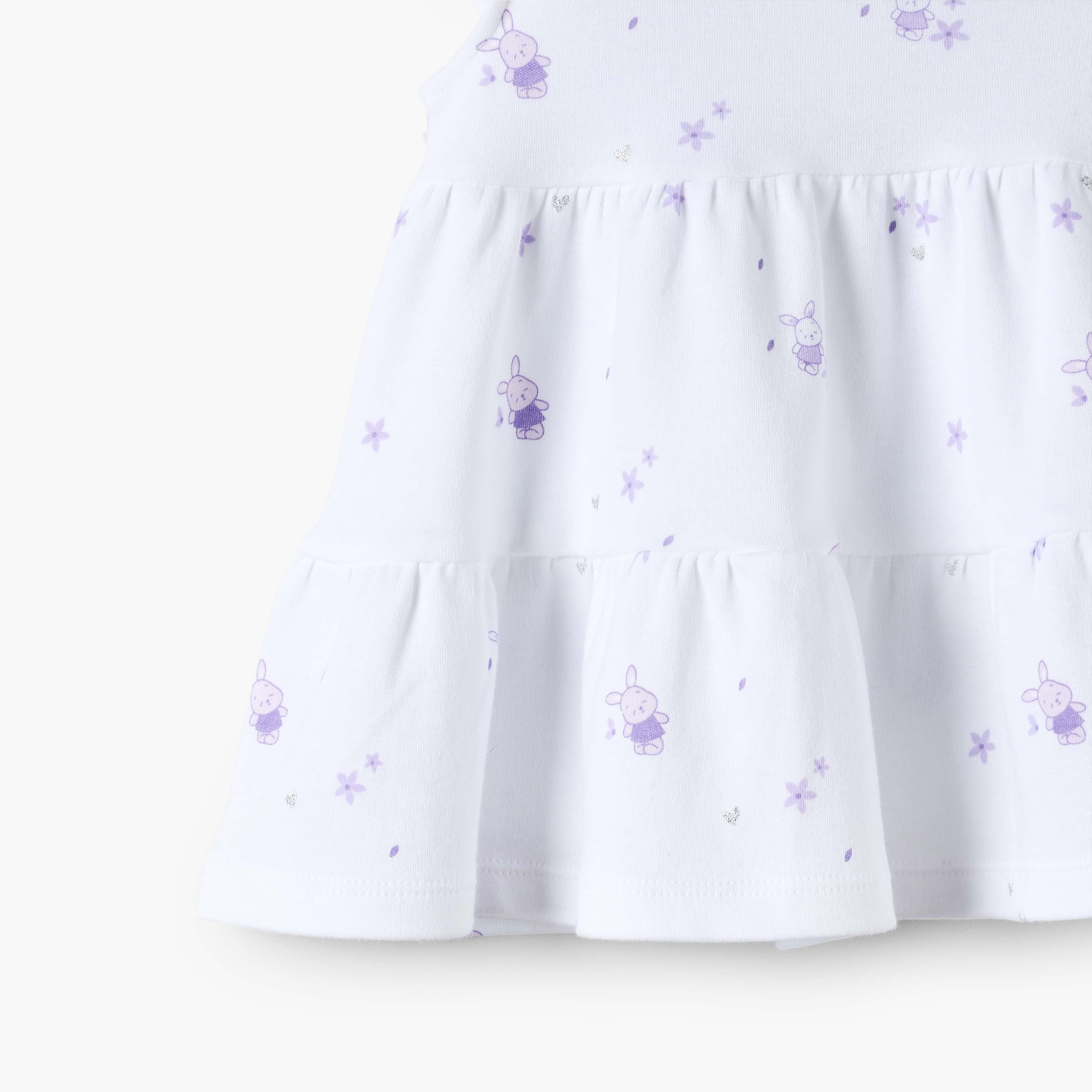 Juniors Round Neck Short Sleeves Knee Length Tiered Dress with Bunny Print-baby-girls-clothing-dressesandjumpsuits-image-4